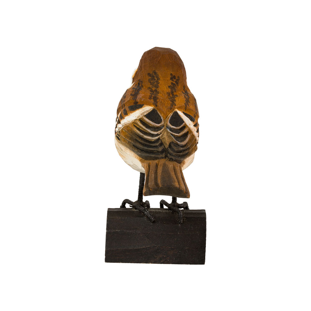Wood-carved Tree Sparrow figurine
