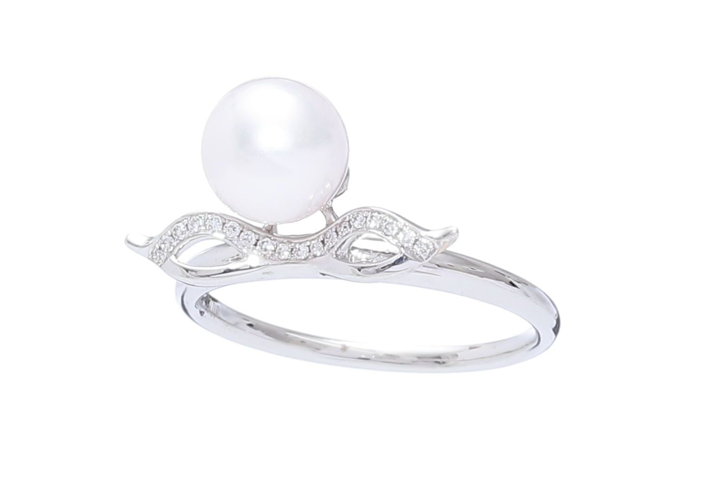 AAA-Kvalitet Akoyapärla set in white gold with diamonds 7-7.5mm