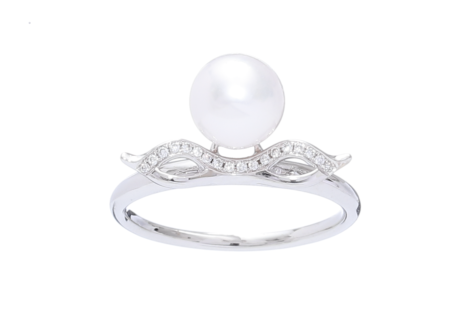 AAA-Kvalitet Akoyapärla set in white gold with diamonds 7-7.5mm - 2