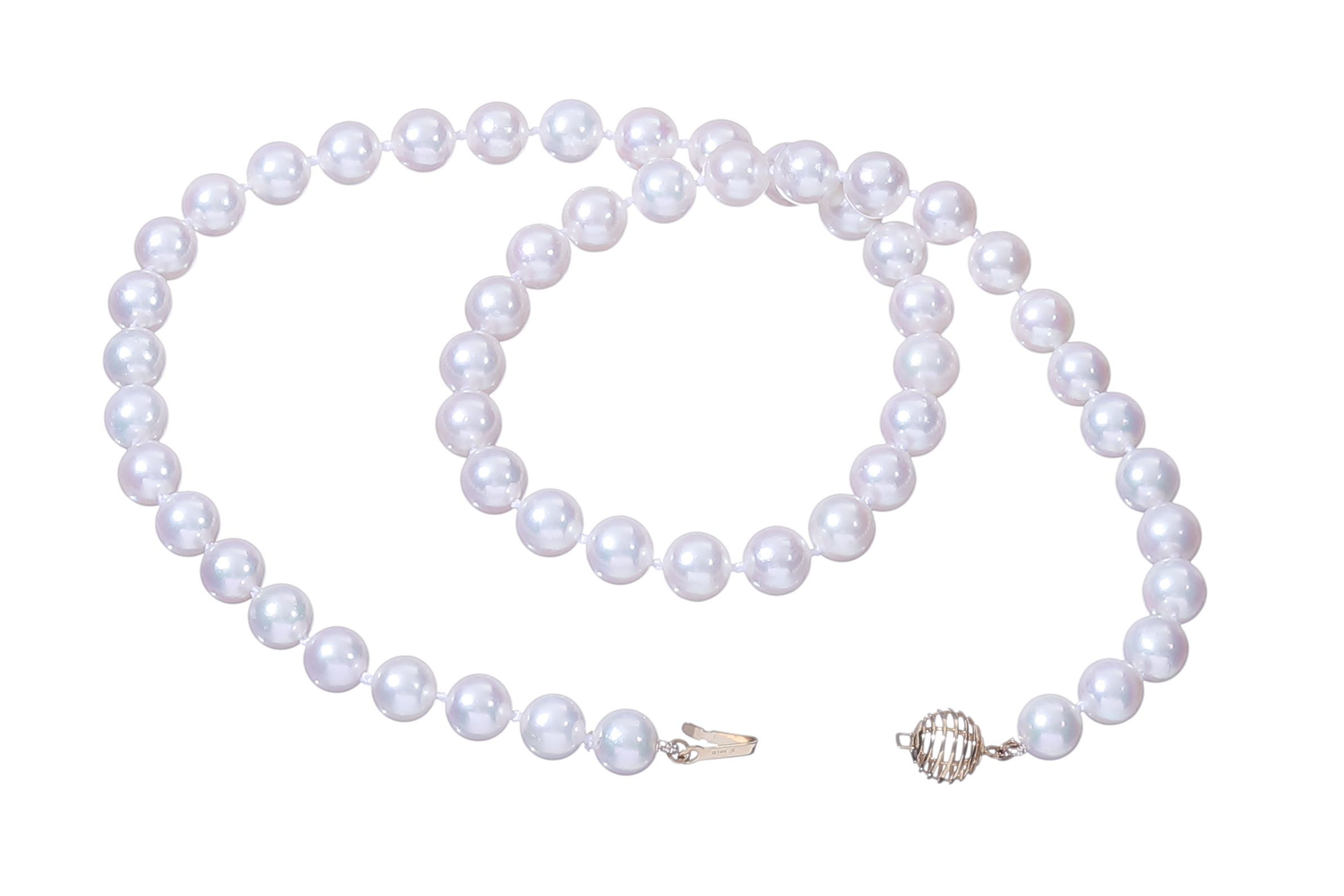 Collana di perle Akoya di qualità AA  da 7-7.5 mm con chiusura in oro - 2