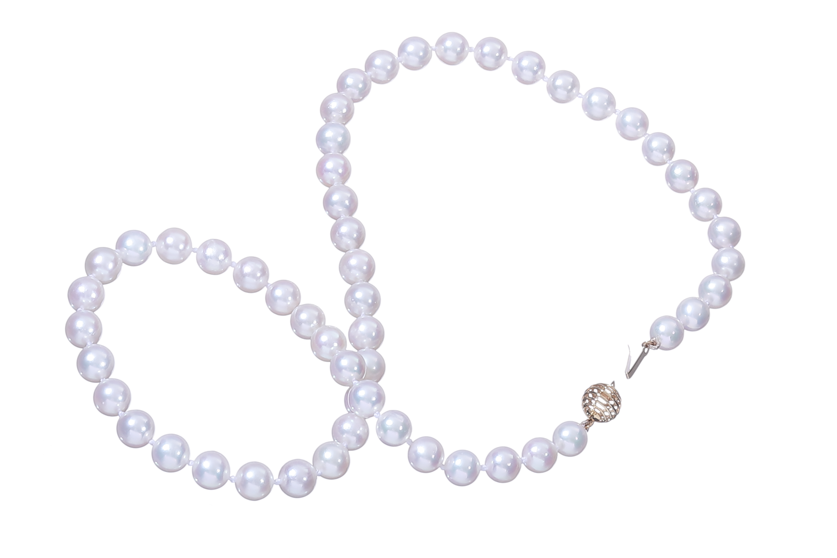 Collana di perle Akoya di qualità AA  da 7-7.5 mm con chiusura in oro