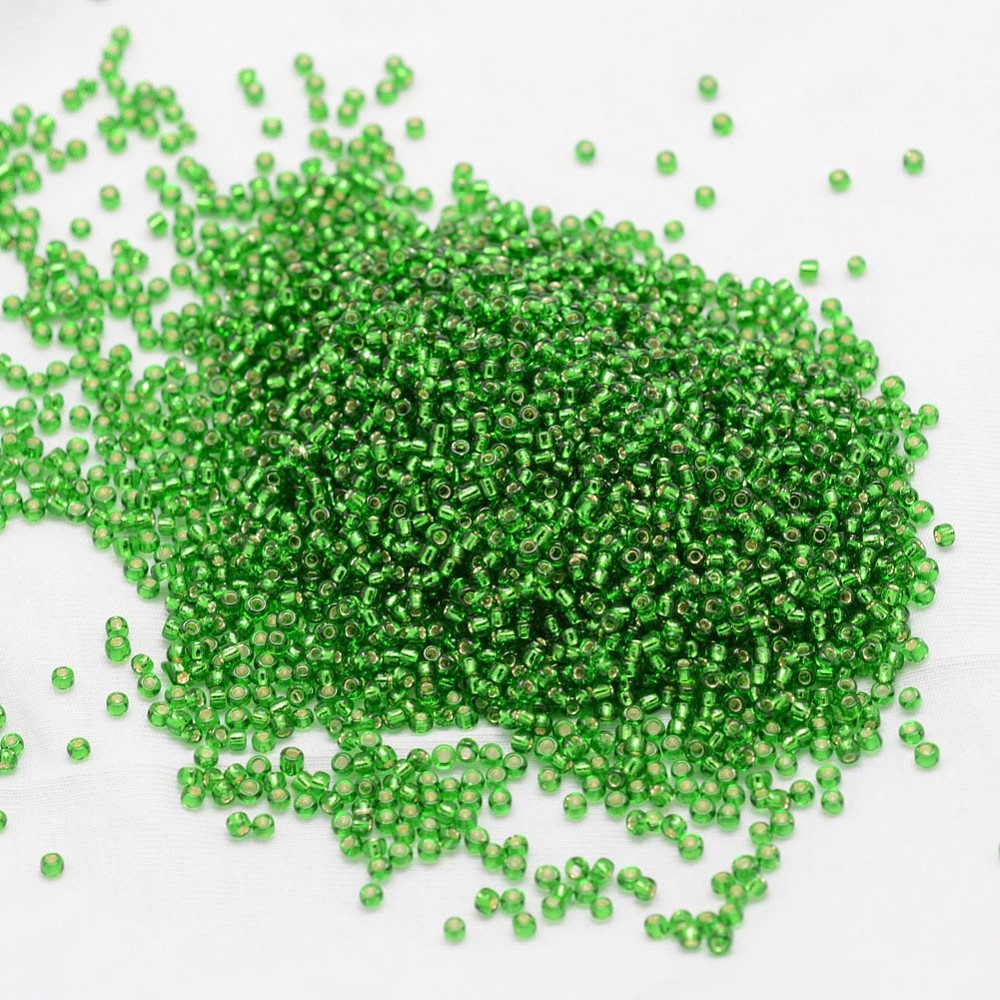 Seedbeads 8/0 grön silverfoil - 2