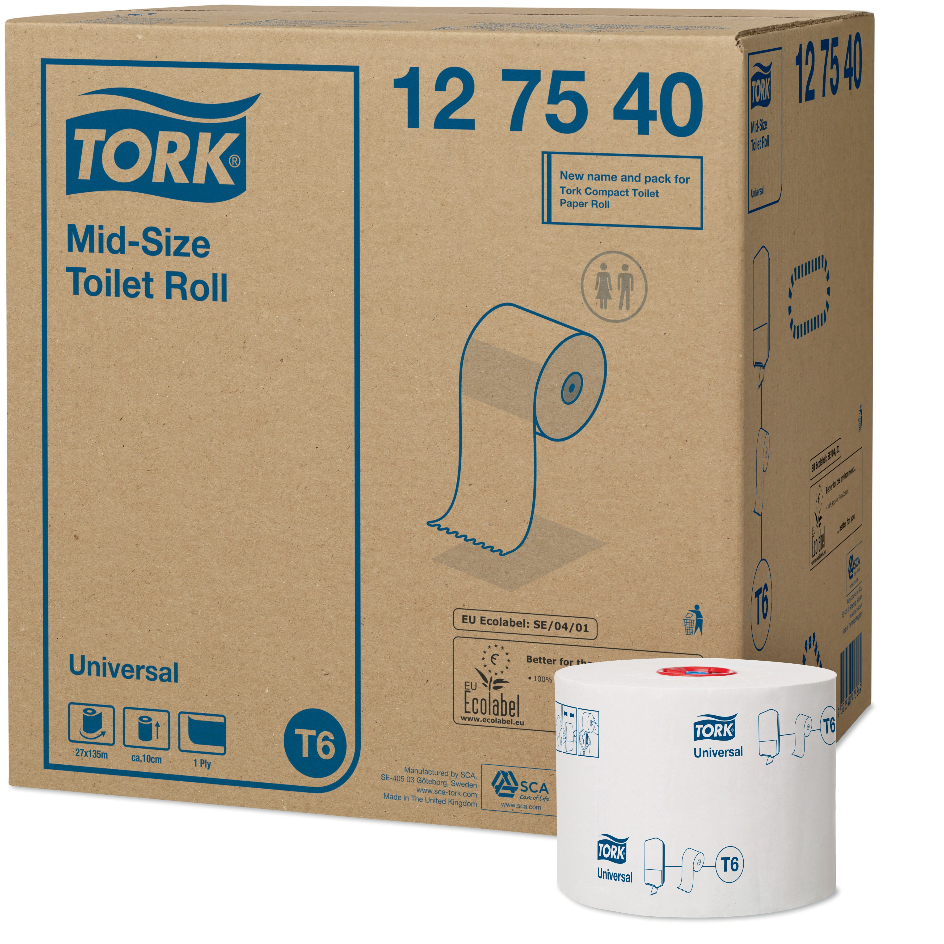 Tork Mid-size Toalettpappersrulle Universal – 1 lager - 4