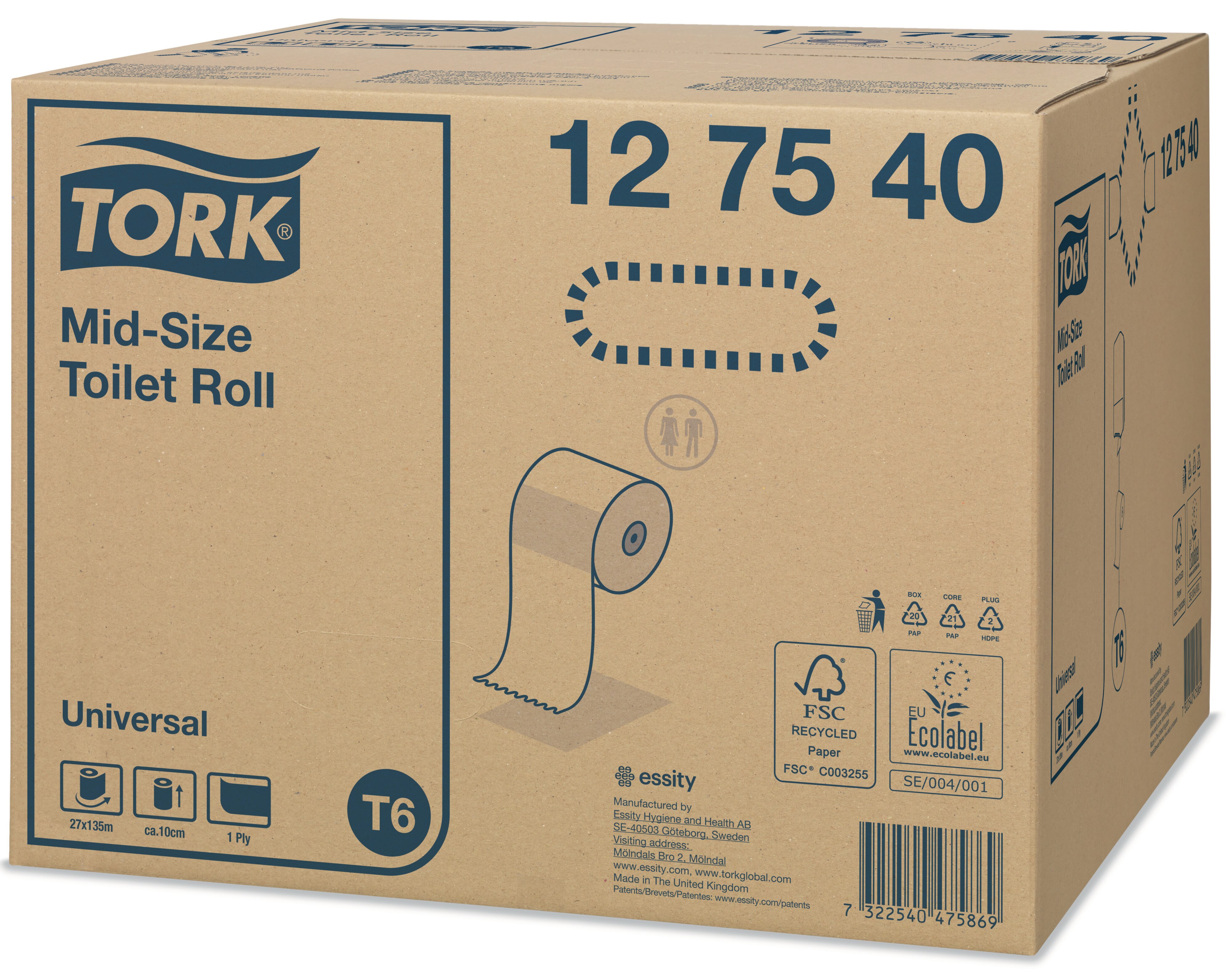 Tork Mid-size Toalettpappersrulle Universal – 1 lager - 2