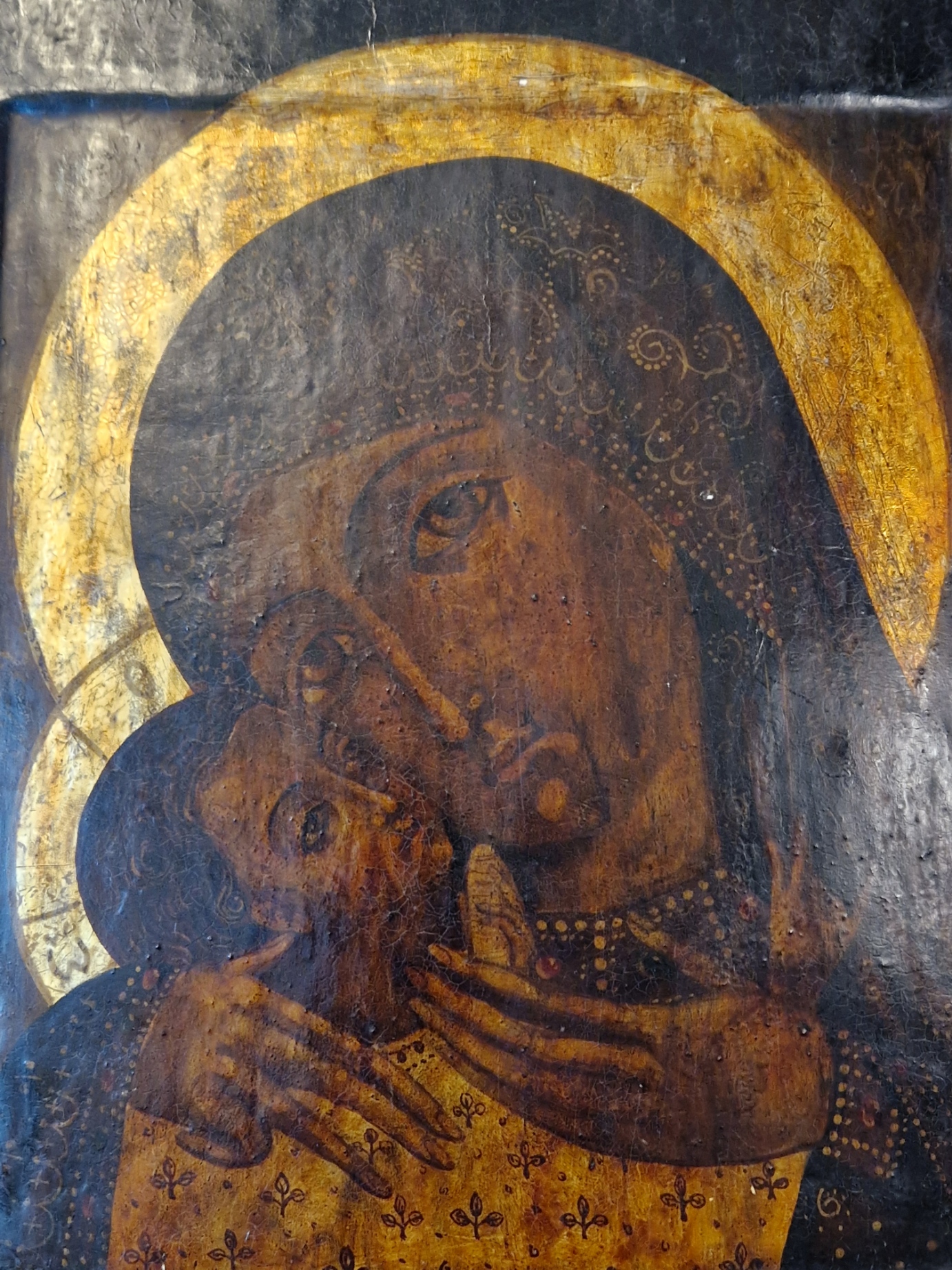 Äkta handmålad Rysk ikon - Maria med Jesusbarnet - 3