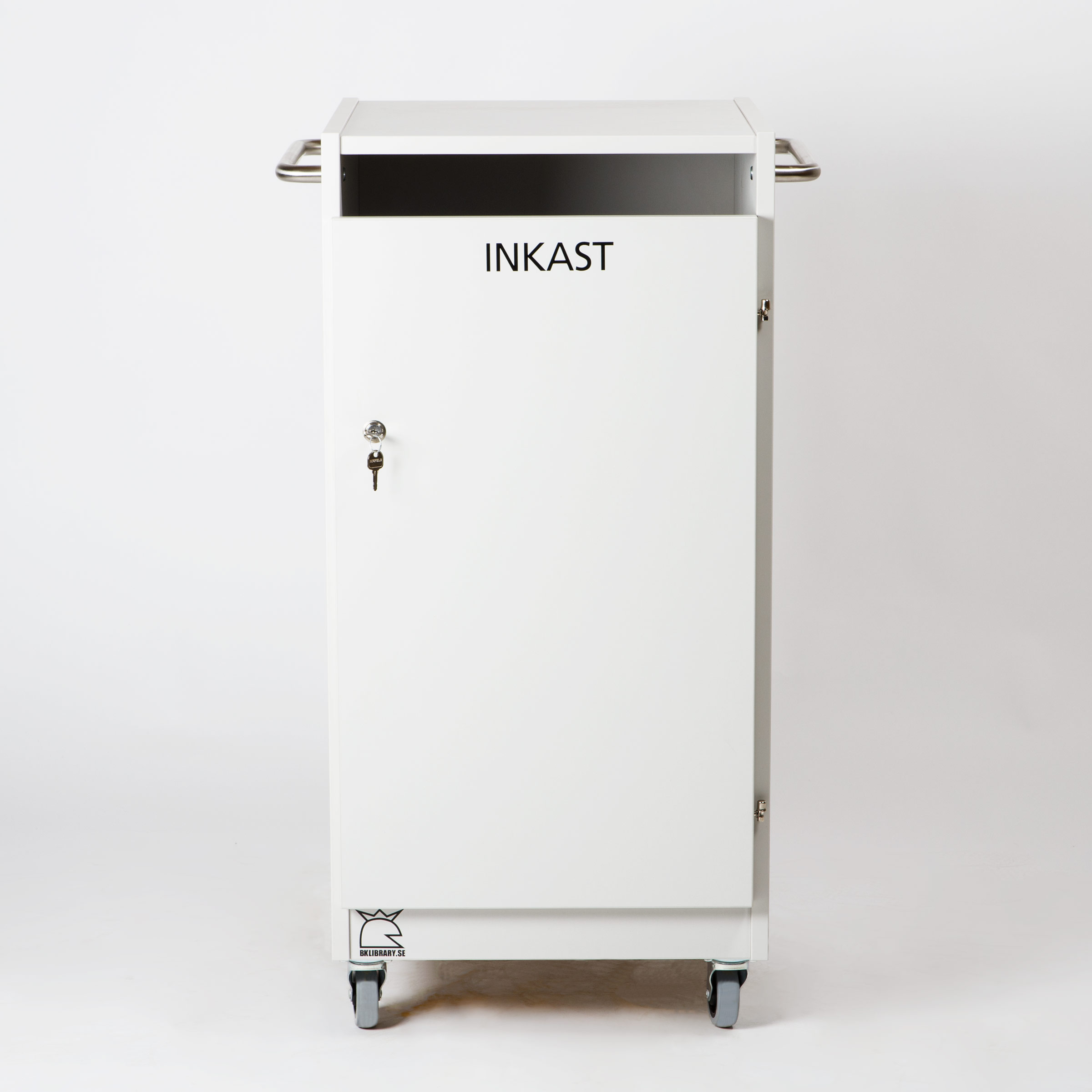 Book return unit with lockable door and slot for safe and gentle book returns in libraries