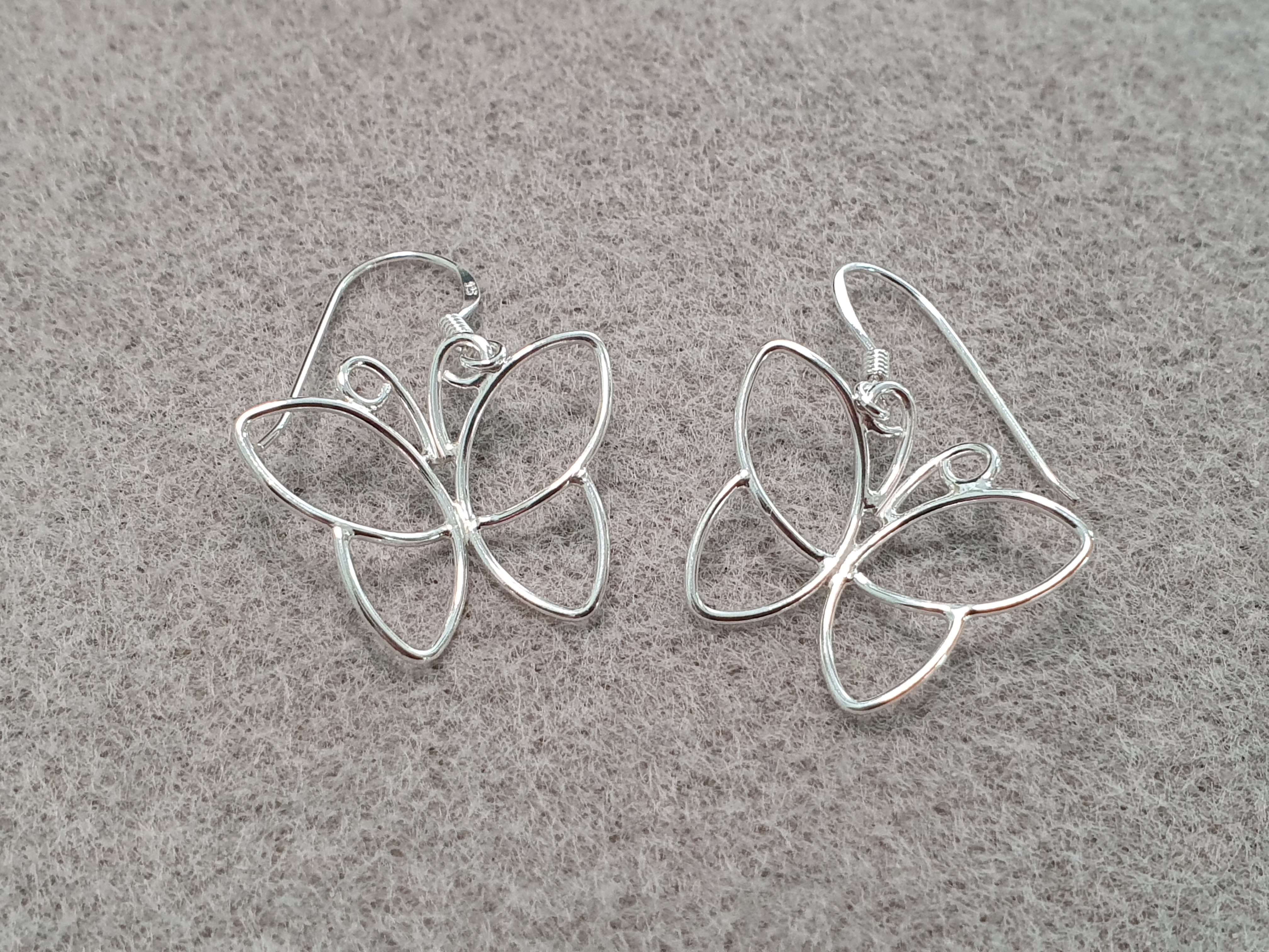 Butterfly thin 19mm, earrings, 925-silver - 2