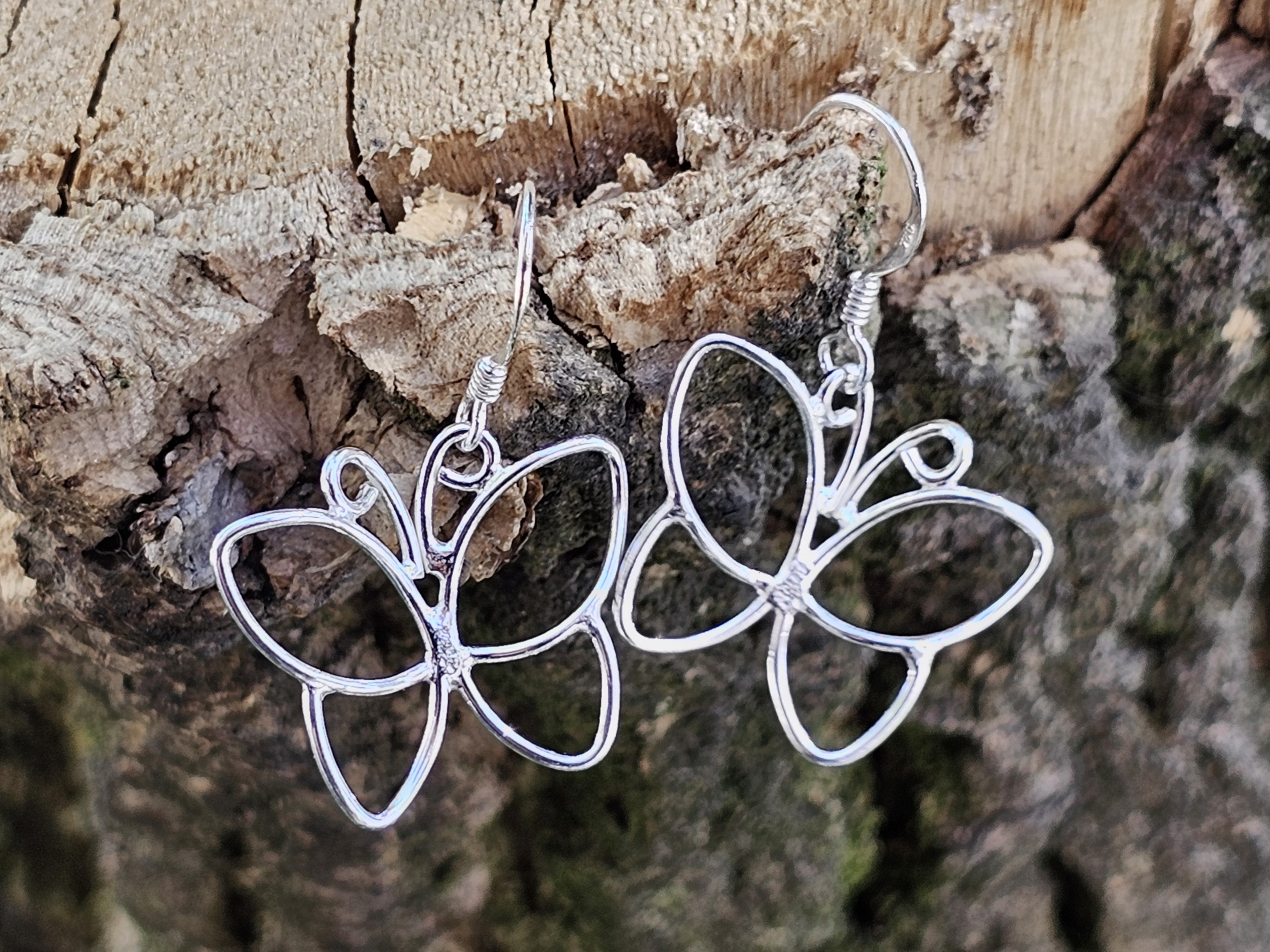 Butterfly thin 19mm, earrings, 925-silver