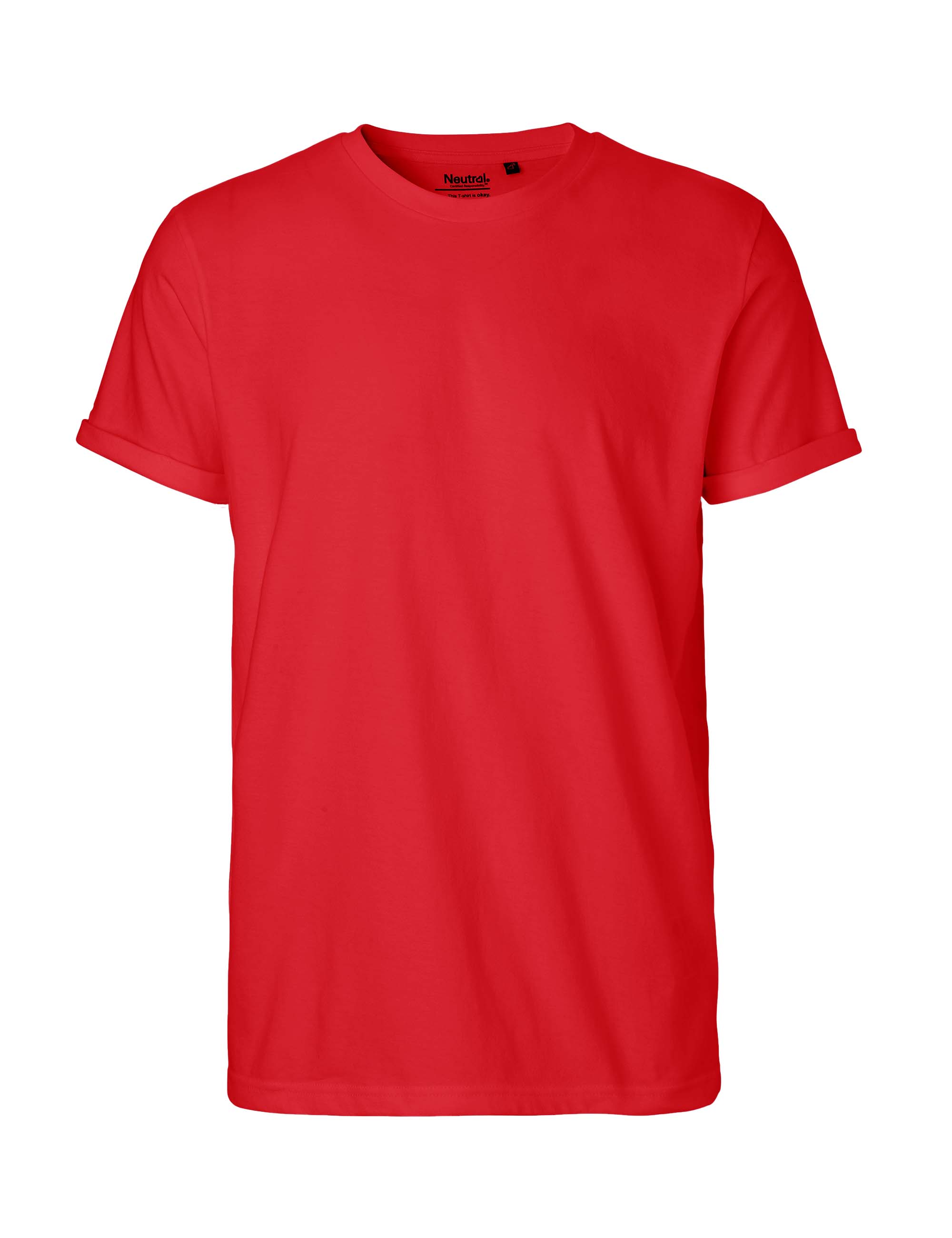 Mens Roll Up Sleeve T-shirt, Neutral, Fairtrade & EKO GOTS - 11 different color - 5