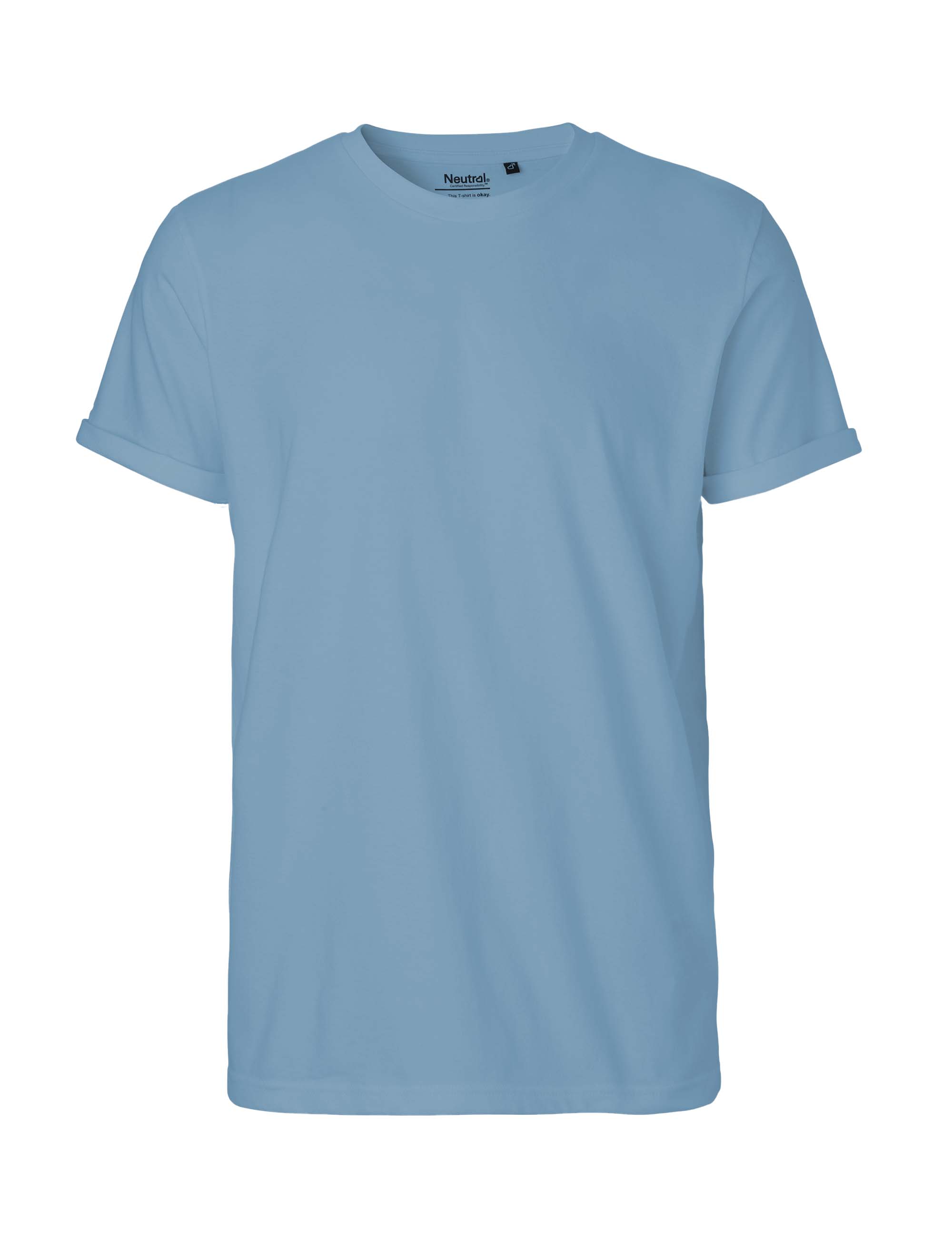 Mens Roll Up Sleeve T-shirt, Neutral, Fairtrade & EKO GOTS - 11 different color - 12
