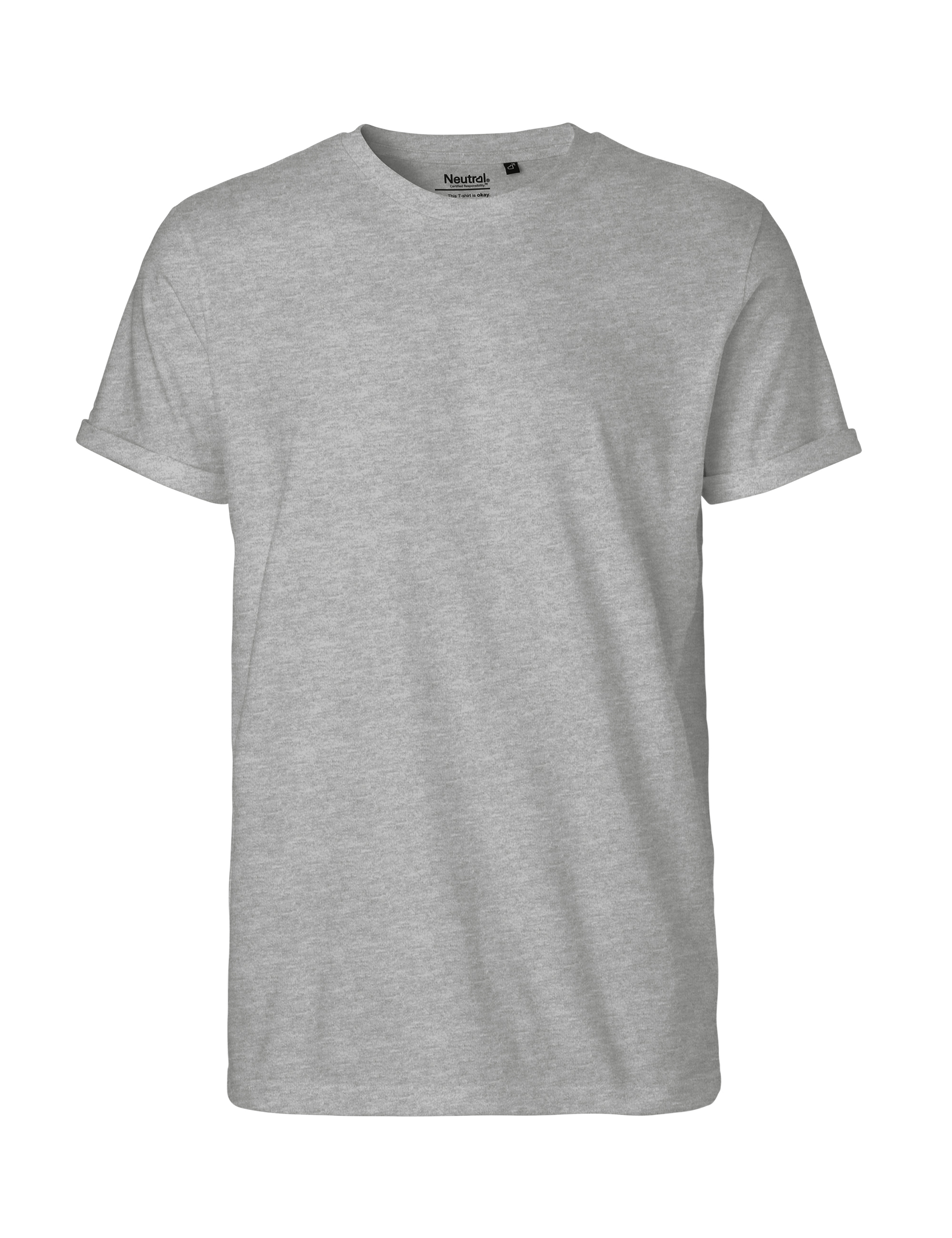 Mens Roll Up Sleeve T-shirt, Neutral, Fairtrade & EKO GOTS - 11 different color - 8