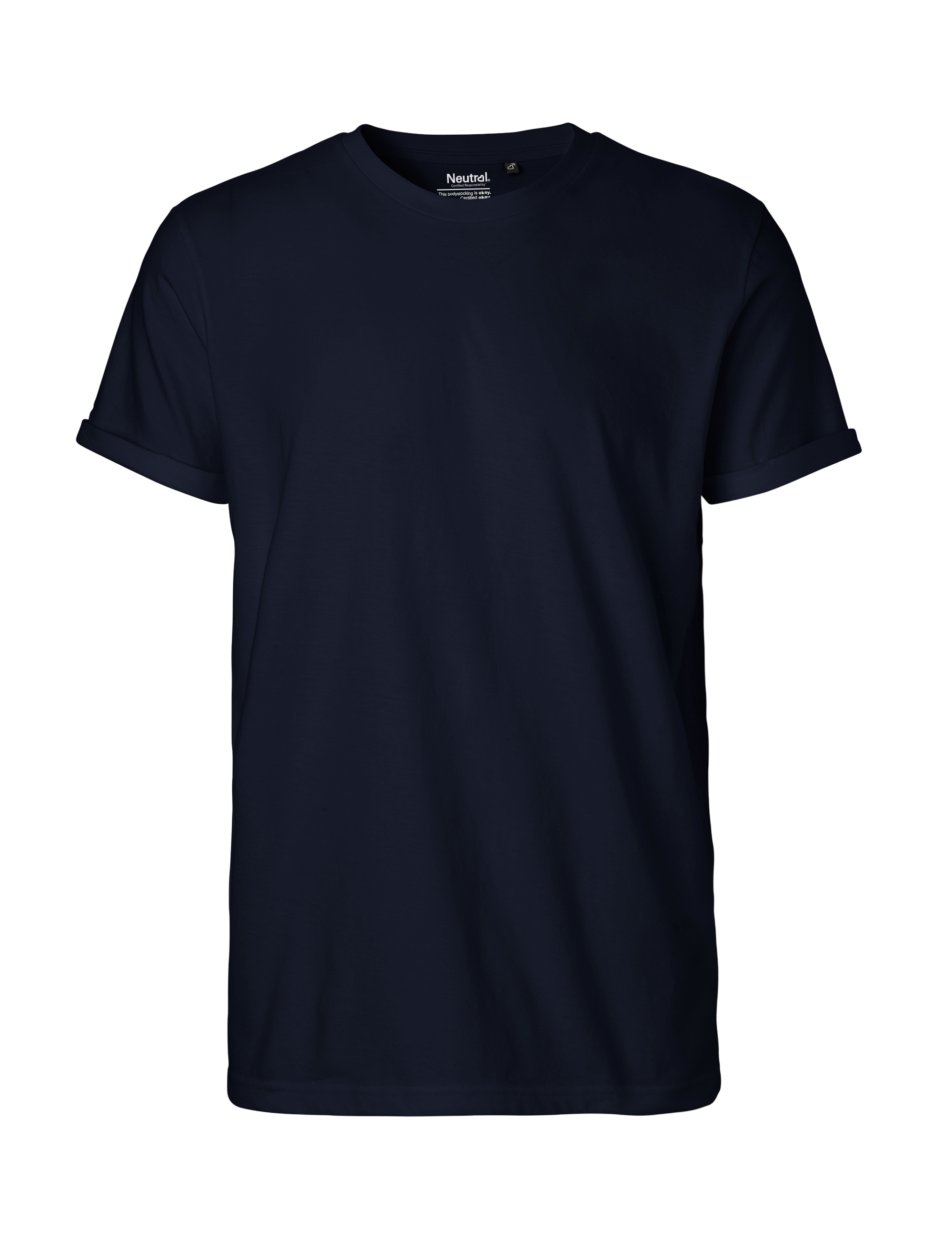Mens Roll Up Sleeve T-shirt, Neutral, Fairtrade & EKO GOTS - 11 different color - 4