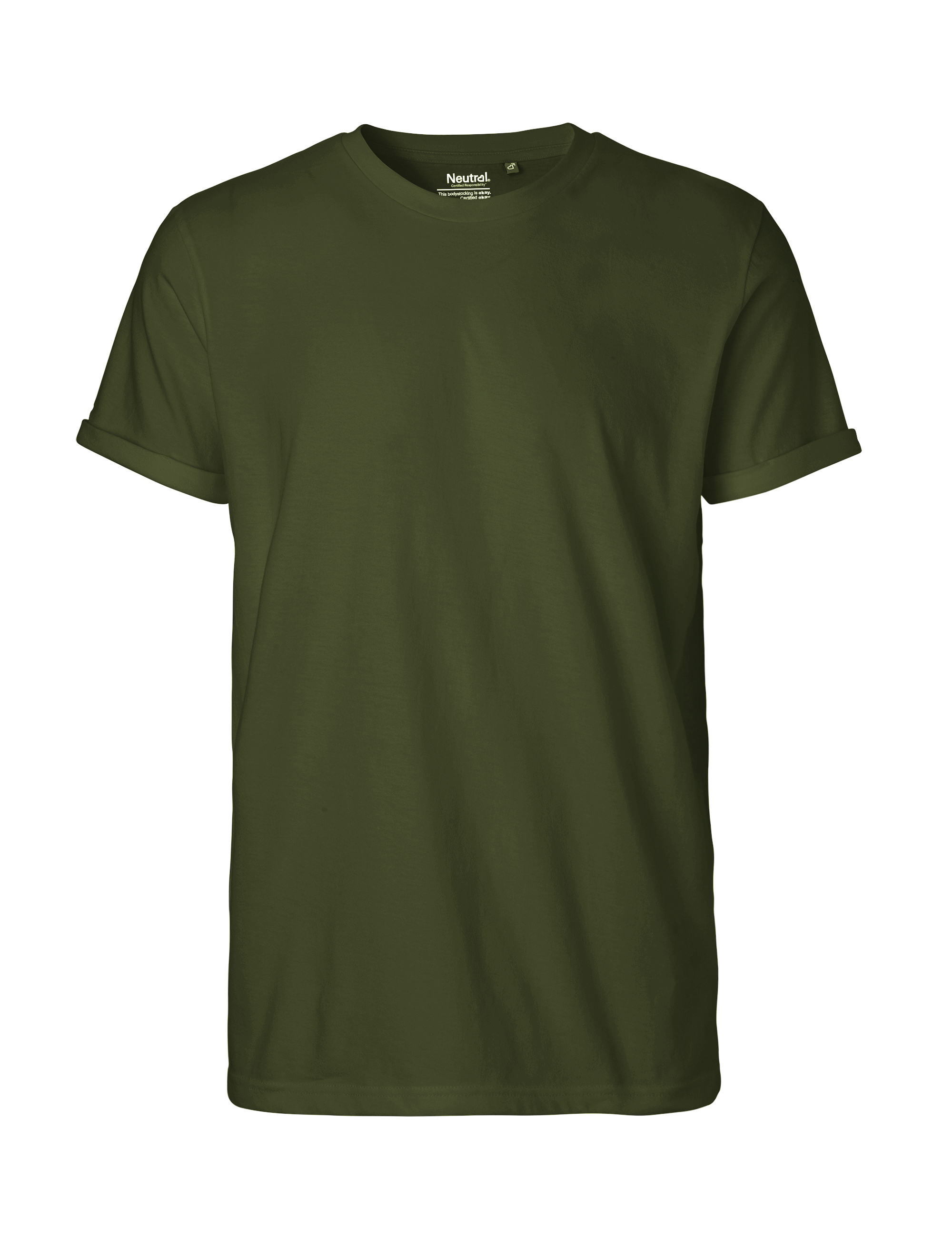 Mens Roll Up Sleeve T-shirt, Neutral, Fairtrade & EKO GOTS - 11 different color - 7