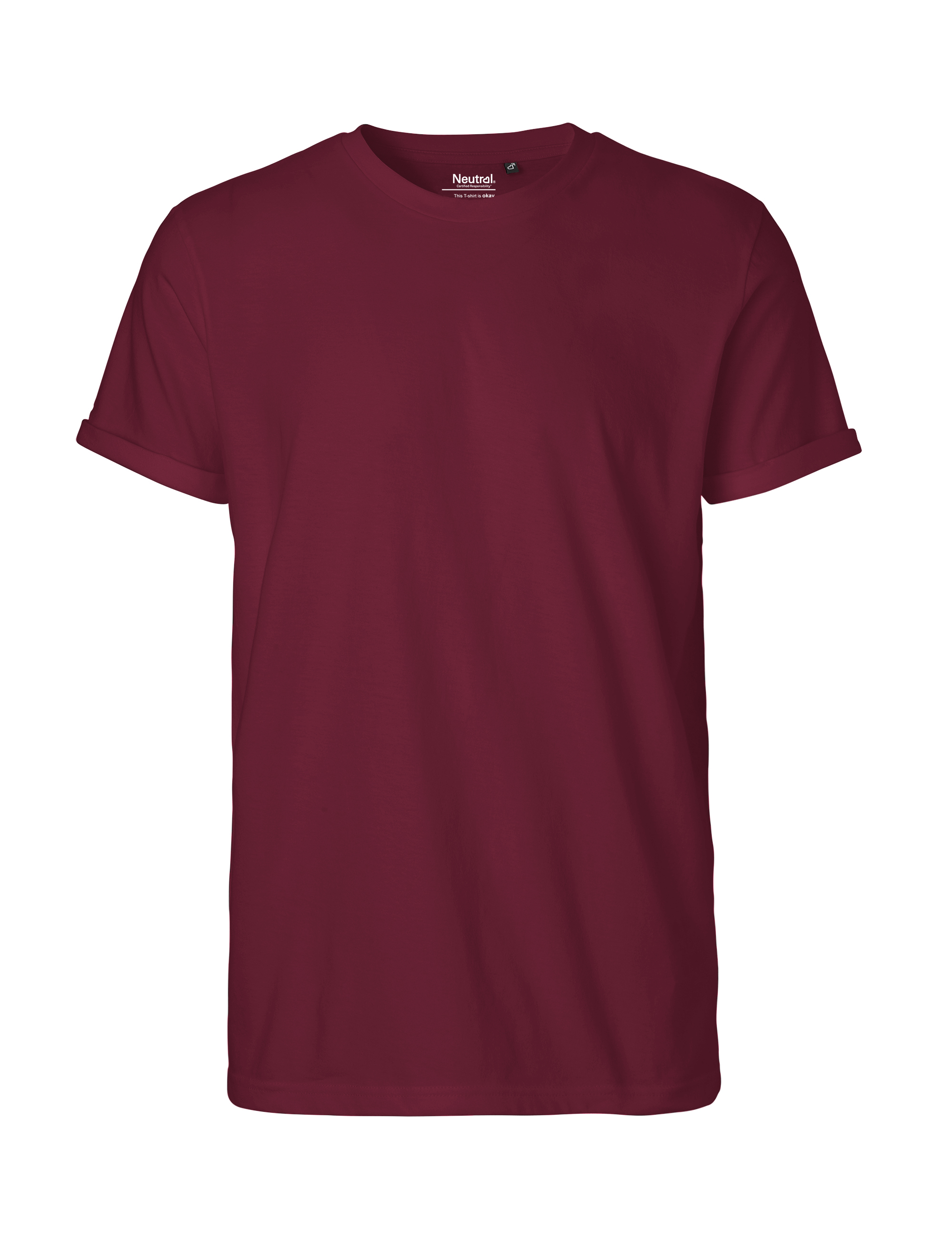 Mens Roll Up Sleeve T-shirt, Neutral, Fairtrade & EKO GOTS - 11 different color - 10