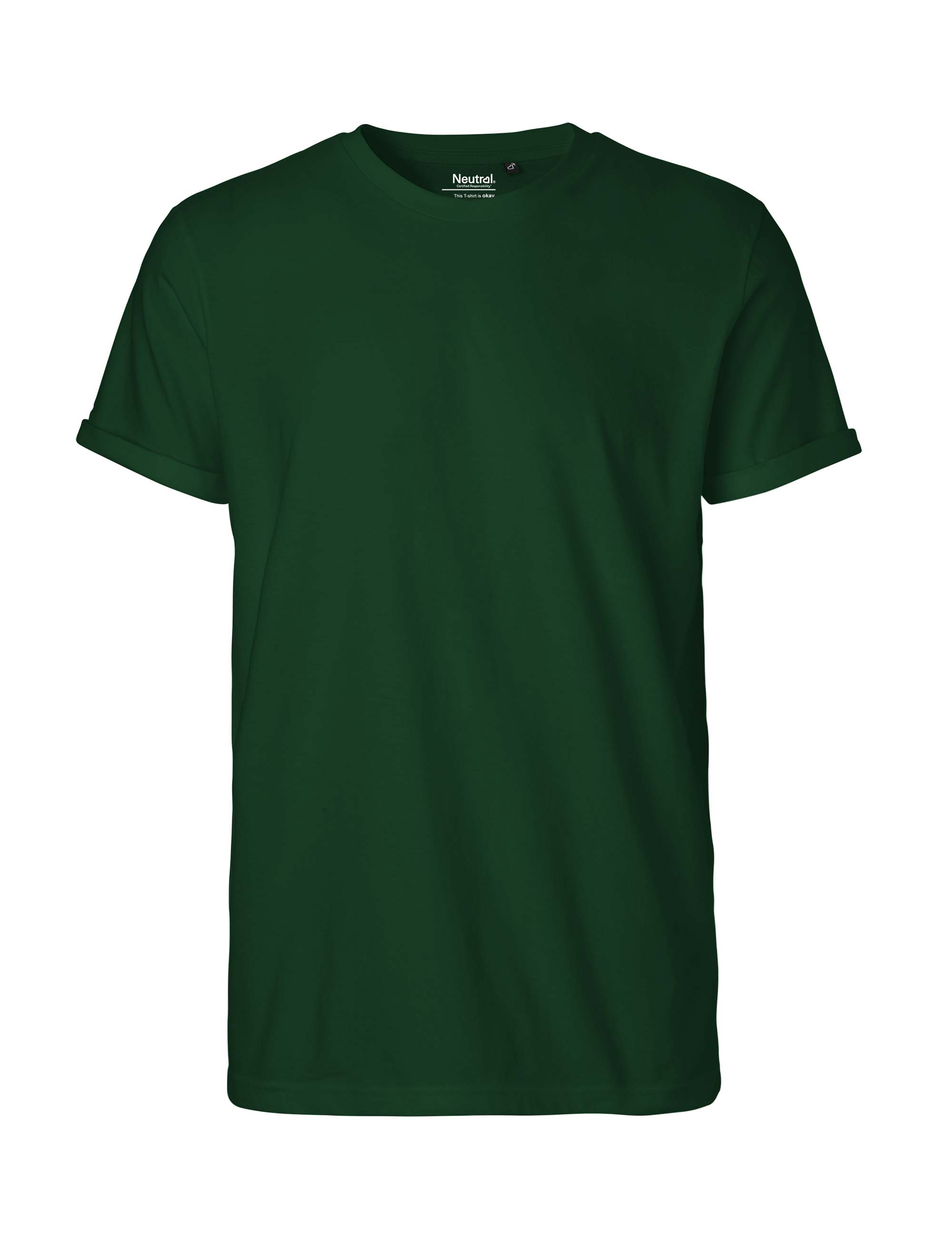 Mens Roll Up Sleeve T-shirt, Neutral, Fairtrade & EKO GOTS - 11 different color - 11