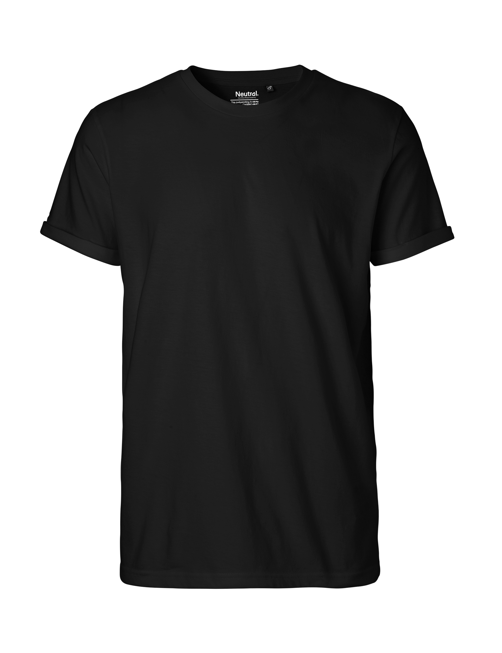 Mens Roll Up Sleeve T-shirt, Neutral, Fairtrade & EKO GOTS - 11 different color - 3