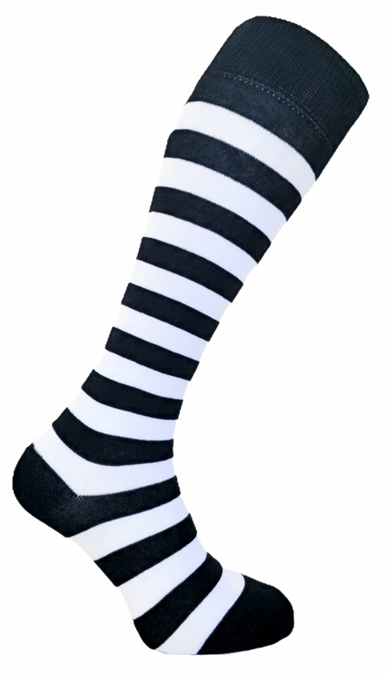 Knästrumpor Black-White Thick Stripe
