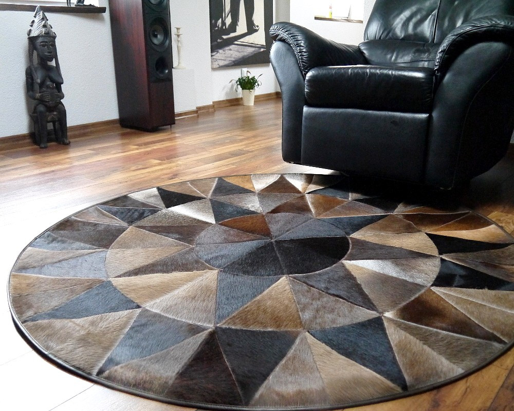 Rund patchwork matta kohud Ø 150 cm