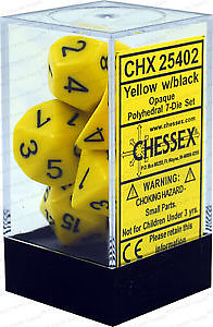 Chessex Opaque Polyhedral 7-Die Sets - Yellow w/black