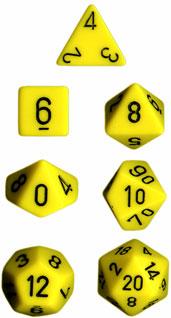 Chessex Opaque Polyhedral 7-Die Sets - Yellow w/black - 2