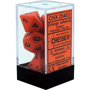 Chessex Opaque Polyhedral 7-Die Sets - Orange w/black
