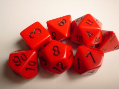 Chessex Opaque Polyhedral 7-Die Sets - Red w/black - 2