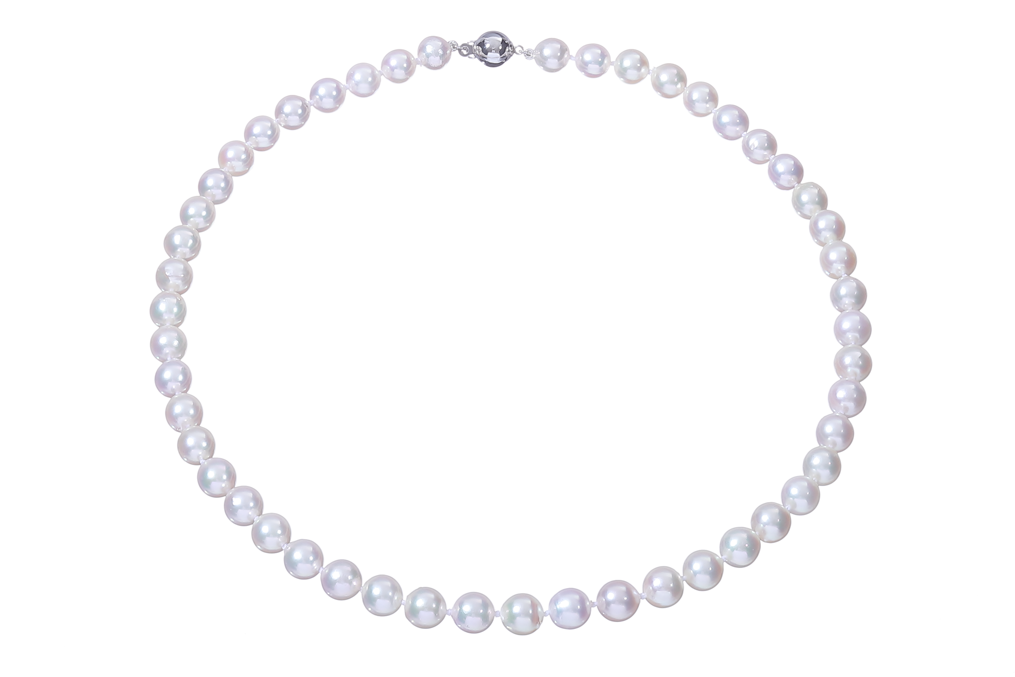 Collana di perle Akoya di qualità A da 7.5-8 mm con chiusura in oro bianco  - 2