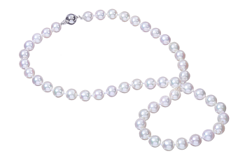 Hochwertige Perlenkette-Akoya mit Weißgoldverschluss 7.5–8 mm