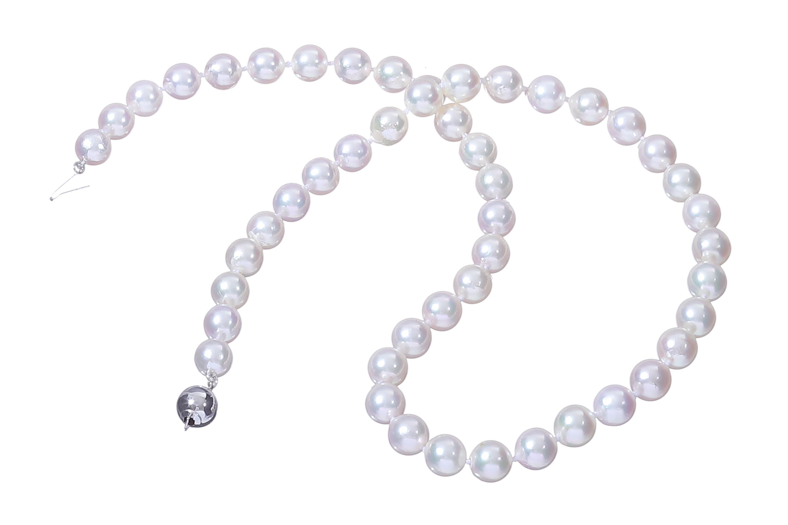 Collana di perle Akoya di qualità A da 7.5-8 mm con chiusura in oro bianco  - 4