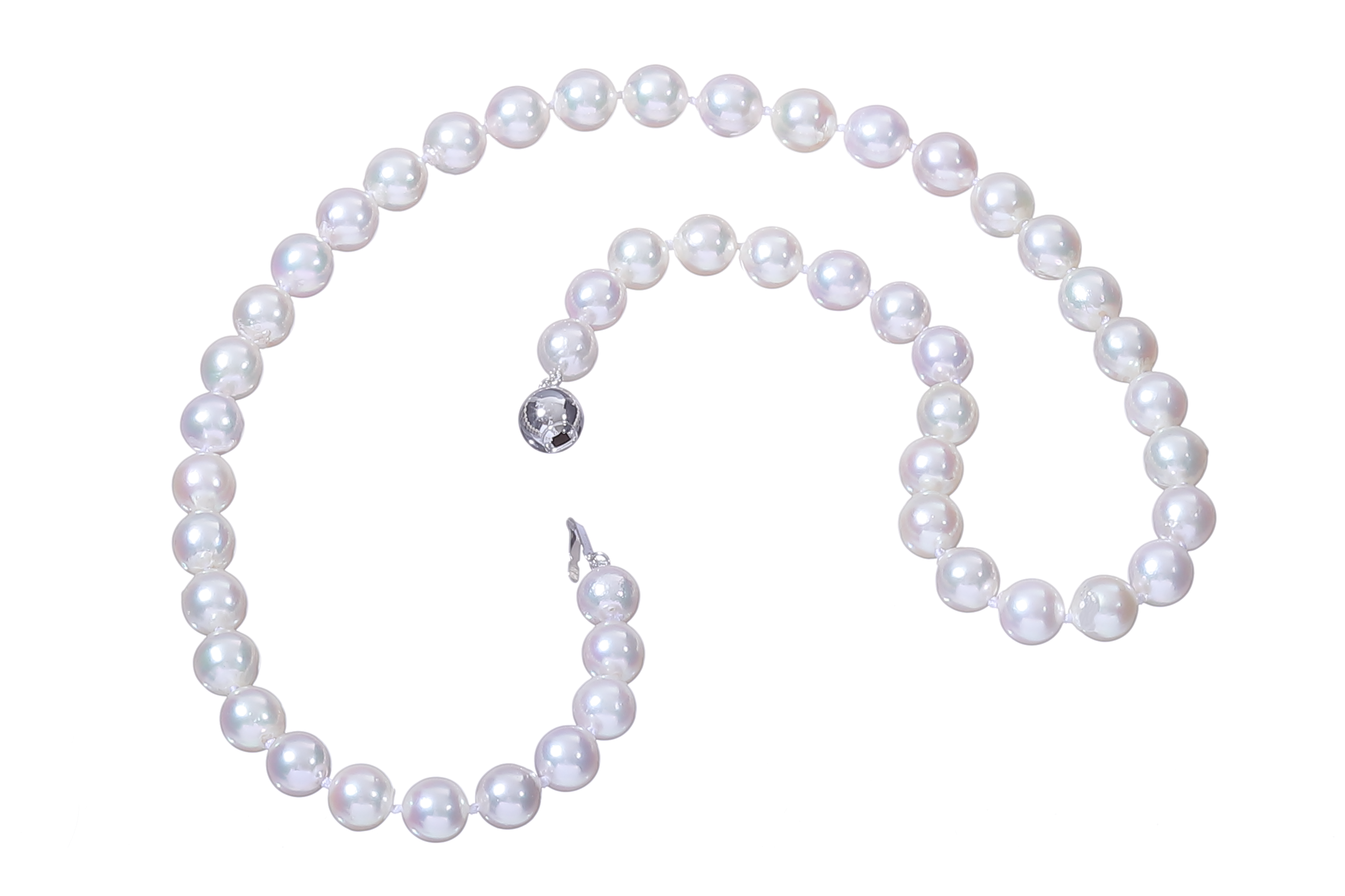 Collana di perle Akoya di qualità A da 7.5-8 mm con chiusura in oro bianco  - 3