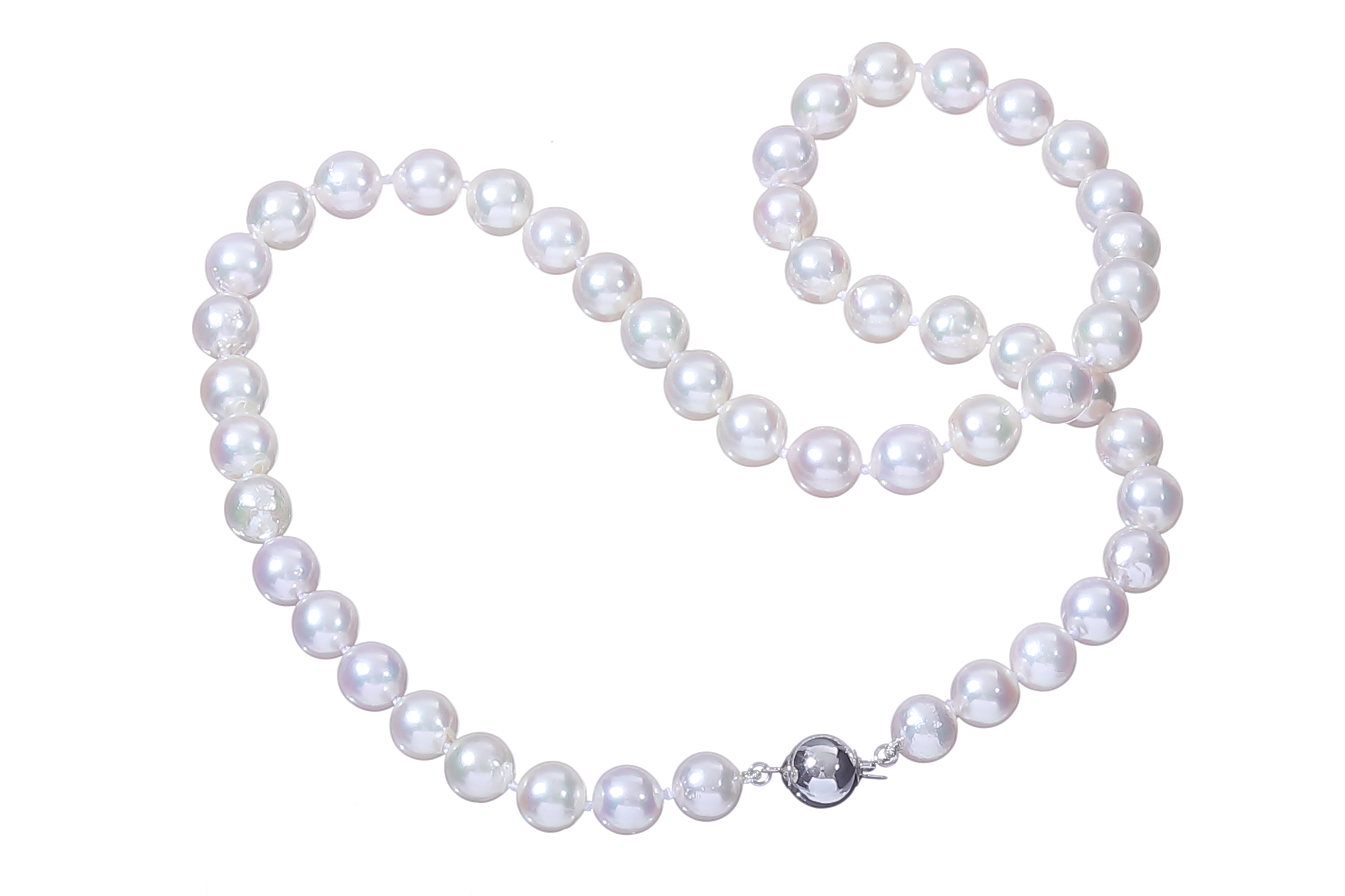 Collana di perle Akoya di qualità A da 7.5-8 mm con chiusura in oro bianco  - 6