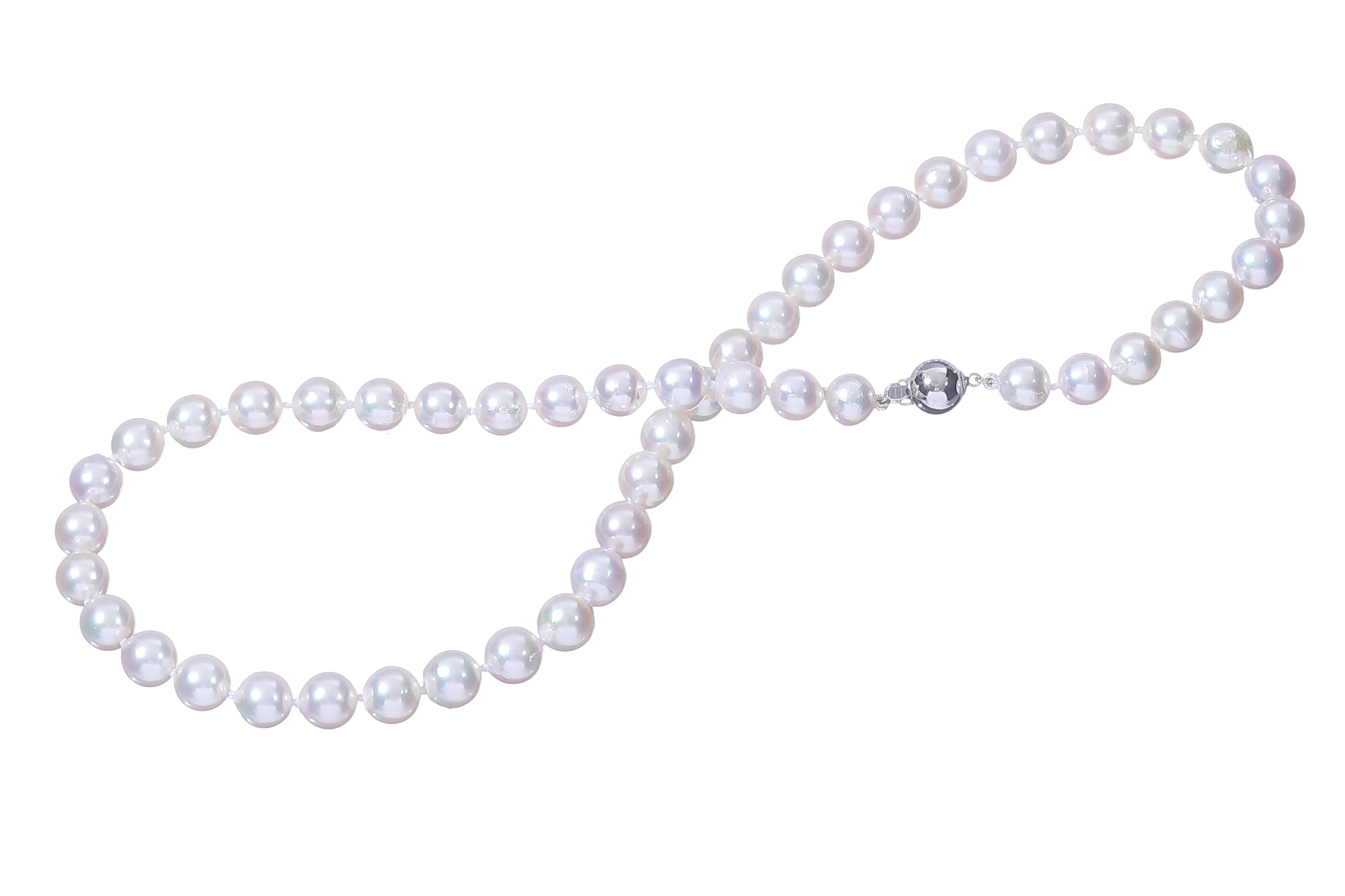 Collana di perle Akoya di qualità A da 7.5-8 mm con chiusura in oro bianco  - 5