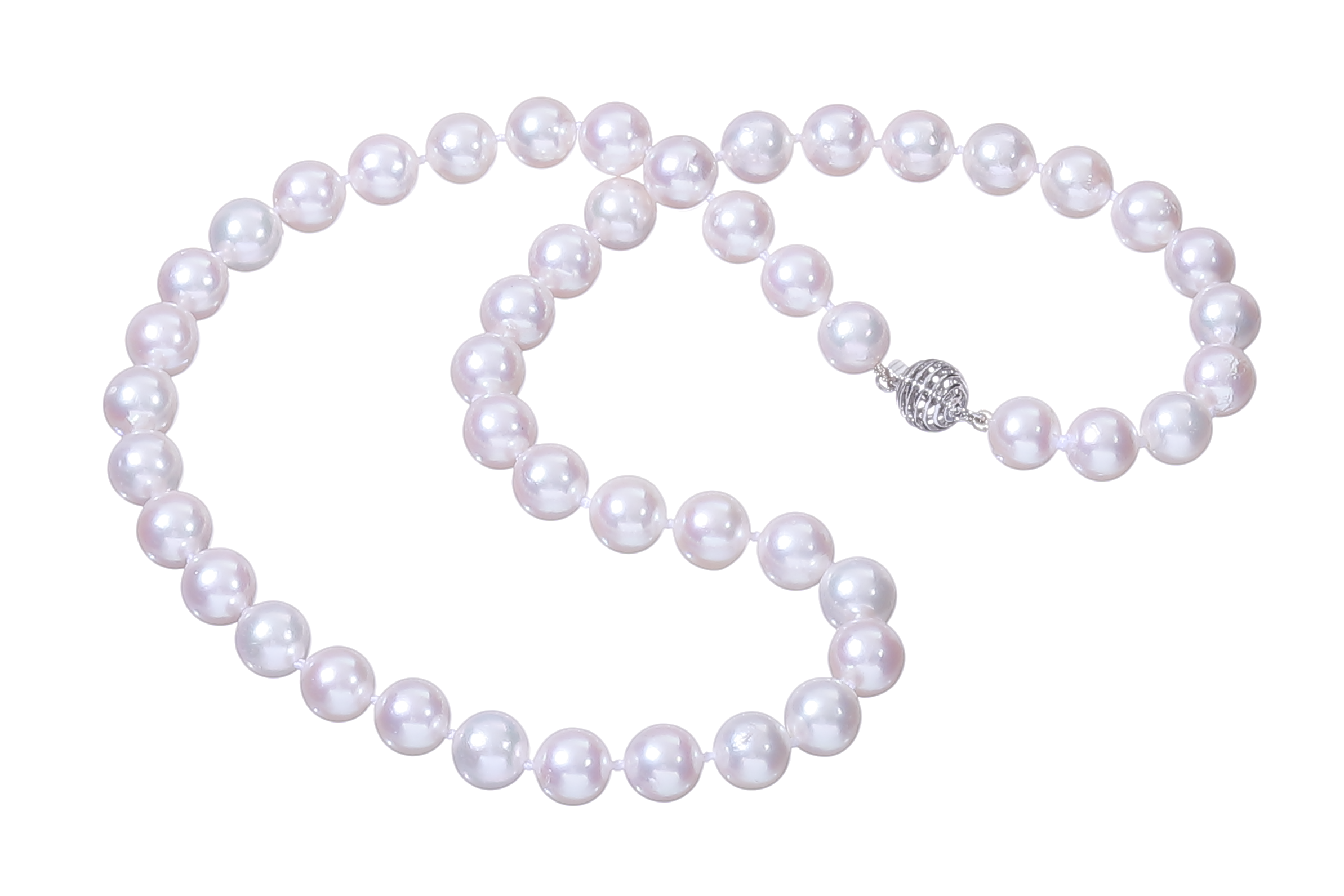 Collar de perlas Akoya de calidad A de 8-8.5 mm con cierre de oro blanco - 5