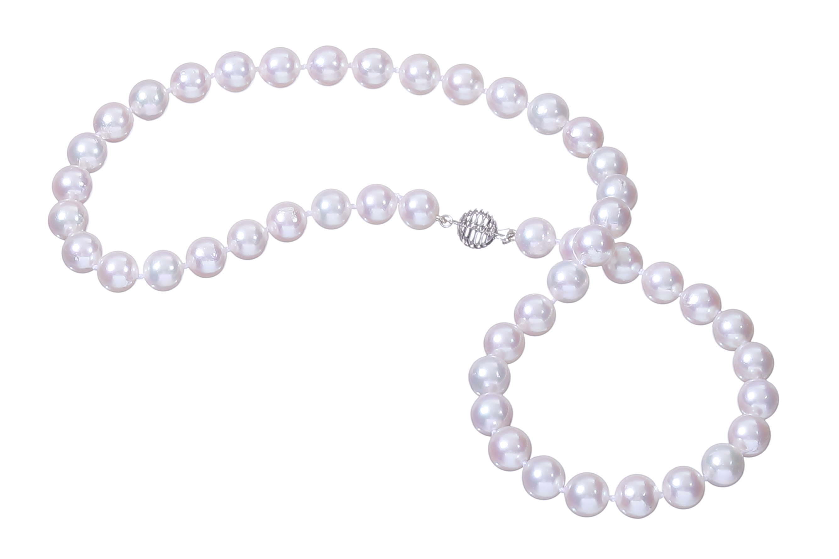 Collar de perlas Akoya de calidad A de 8-8.5 mm con cierre de oro blanco