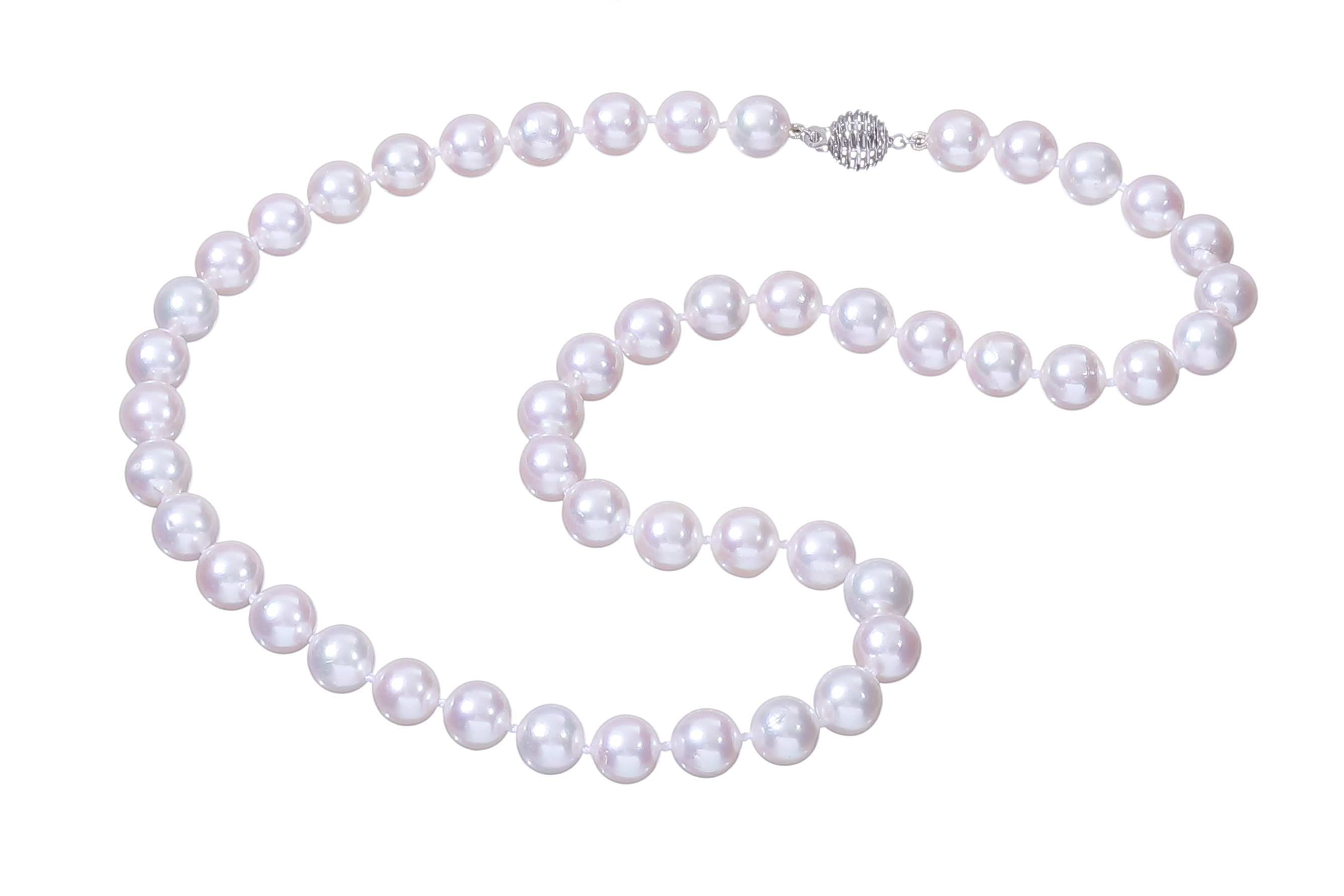 Collar de perlas Akoya de calidad A de 8-8.5 mm con cierre de oro blanco - 6