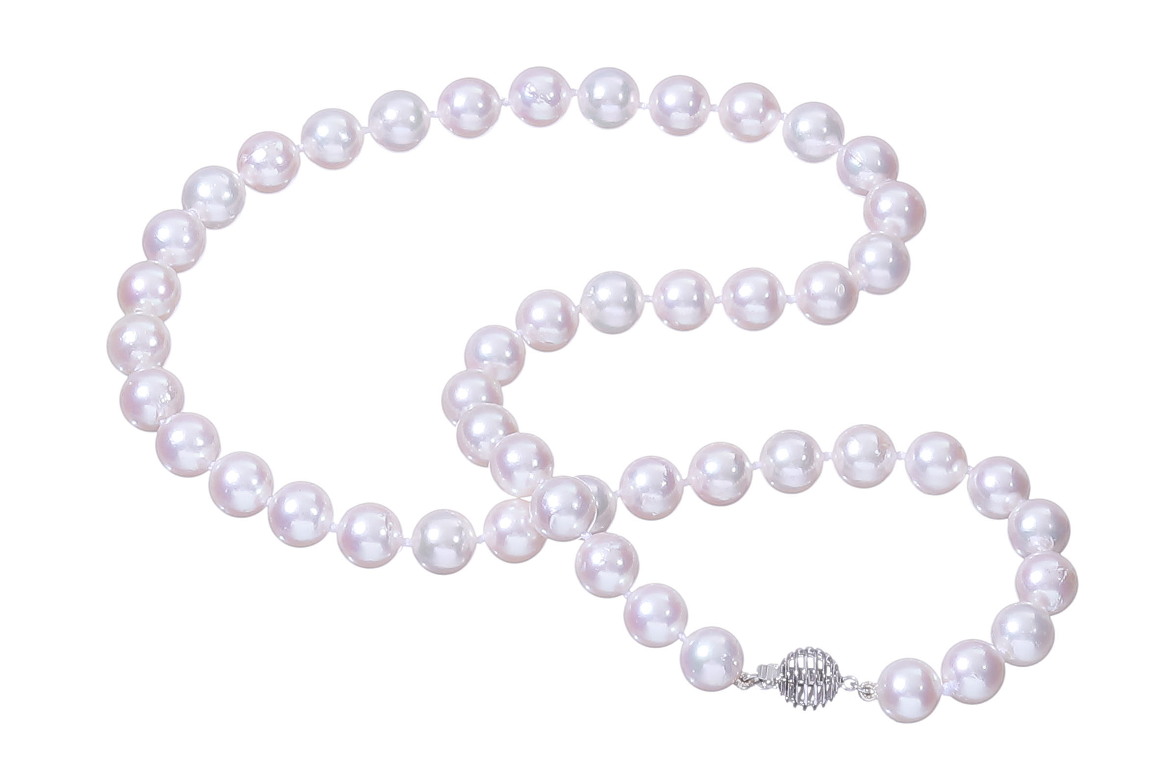 Collar de perlas Akoya de calidad A de 8-8.5 mm con cierre de oro blanco - 4