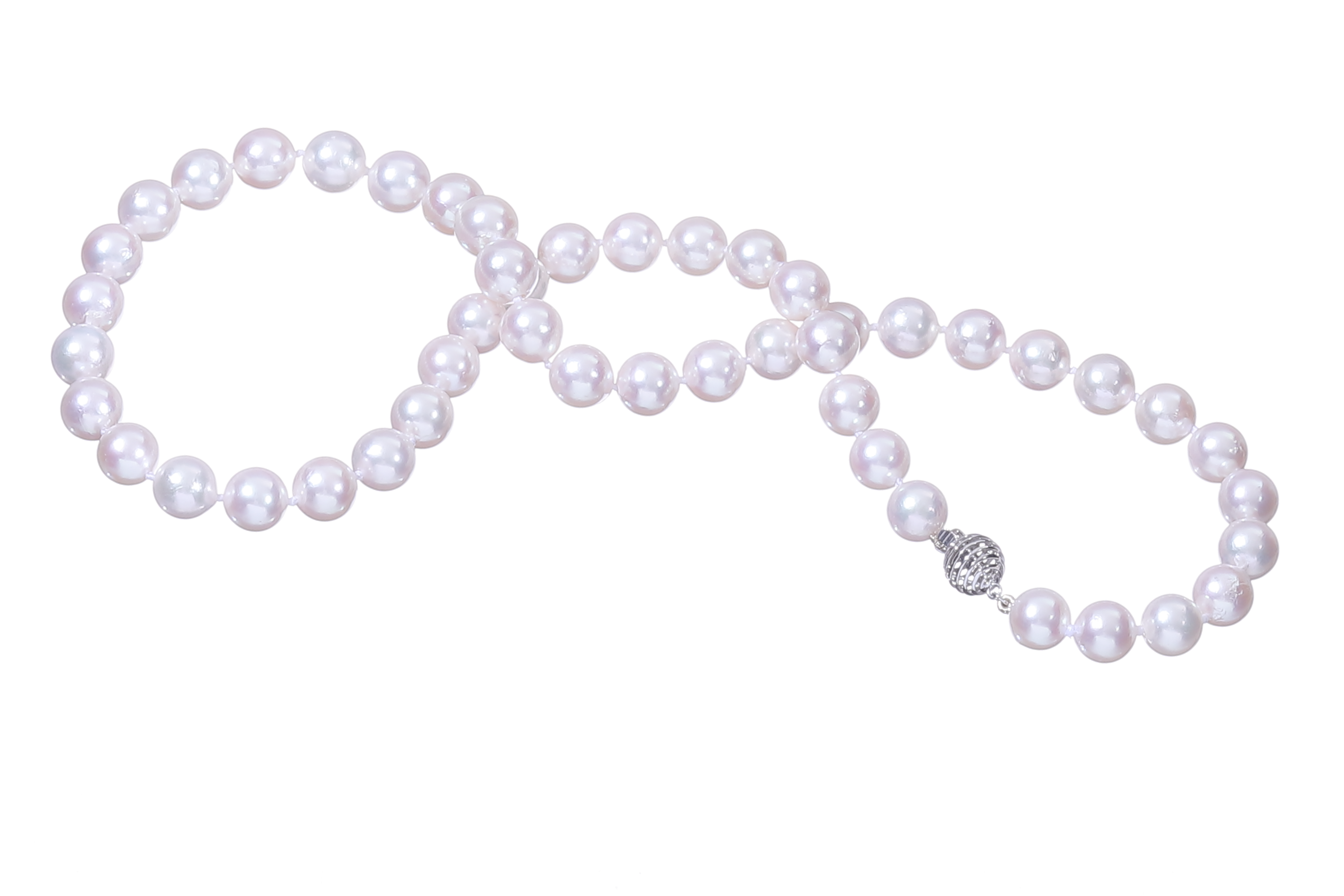 Collar de perlas Akoya de calidad A de 8-8.5 mm con cierre de oro blanco - 3