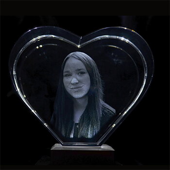 3D Crystal Heart 16x13x8 cm