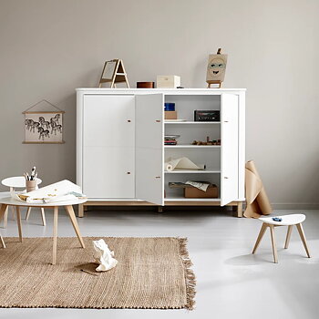 Wood multiskåp garderob vit/ek Oliver Furniture 