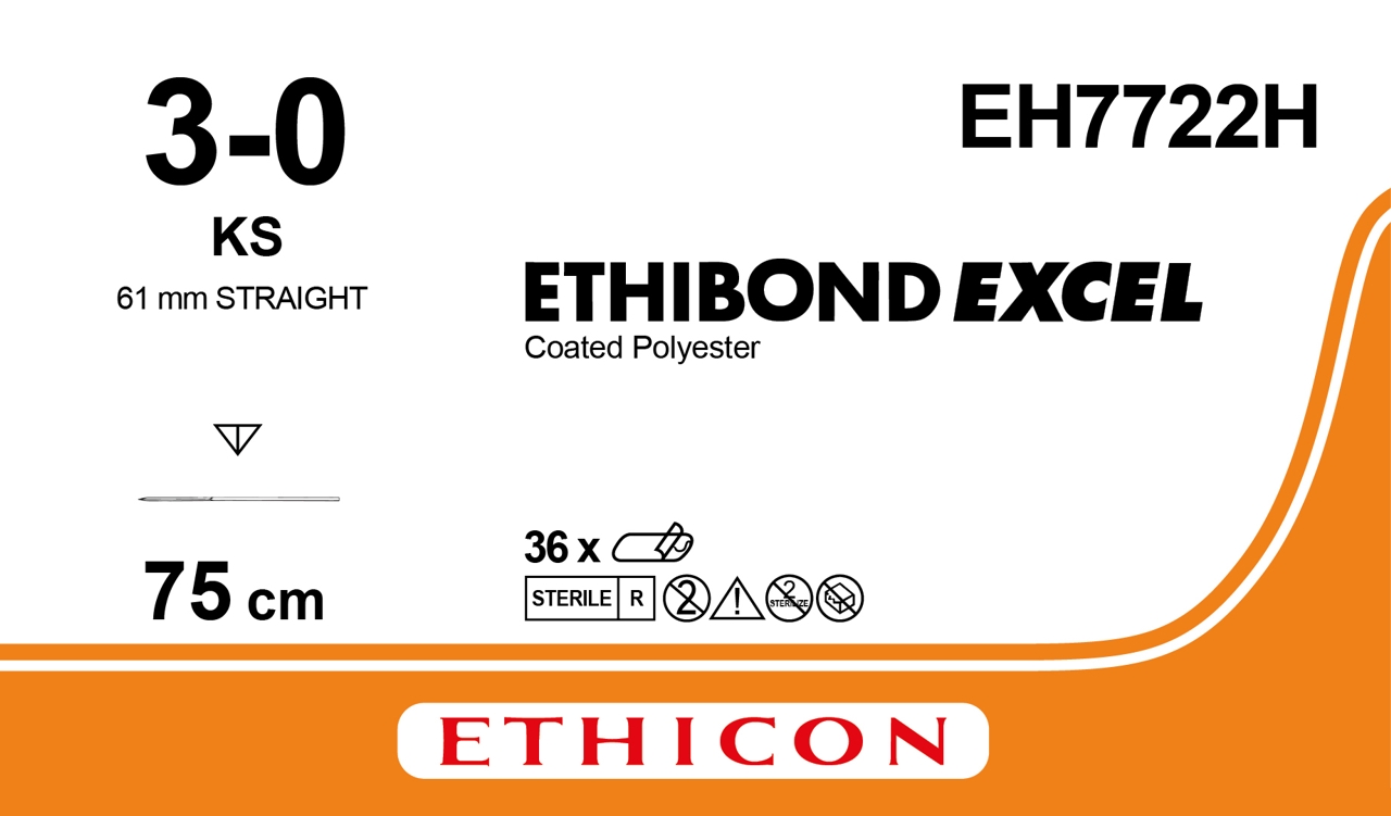 Ethibond sutur 3-0, EH7722H, KS needle, 75 cm green