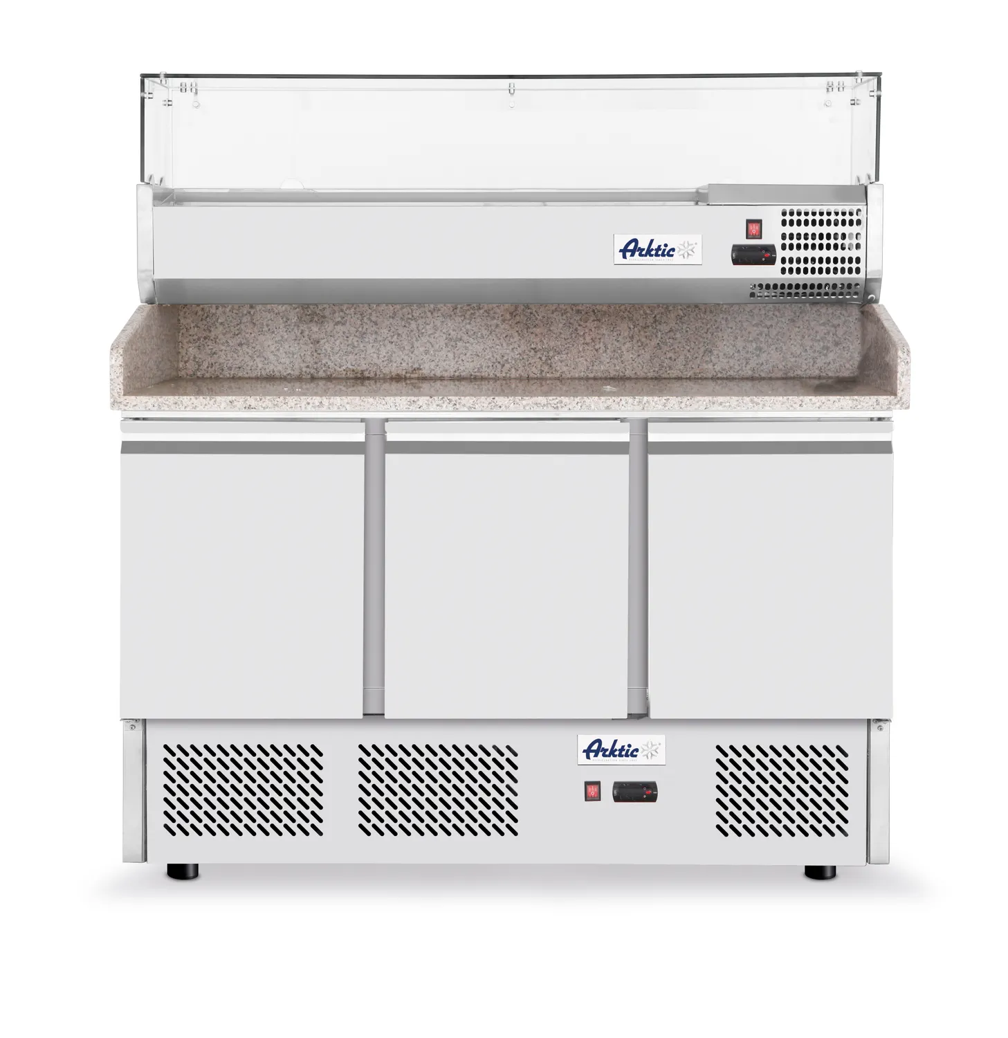 Pizza counter with 3 doors and cooling display 6x GN 1/4