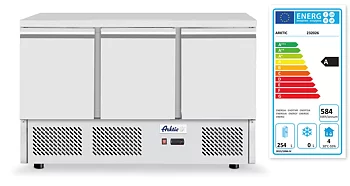 Pizza counter with 3 doors and cooling display 6x GN 1/4