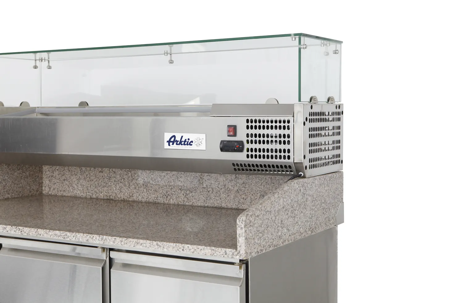 Pizza counter with 3 doors and cooling display 6x GN 1/4 - 3
