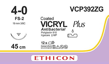 Vicryl Plus sutur 4-0, VCP392ZG, FS-2 needle, 45 cm purple