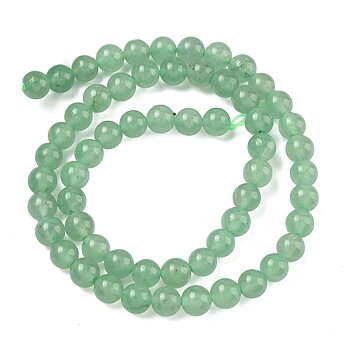 Grön aventurin 6 mm rund hel sträng, runda gröna stenpärlor ca 6 mm med naturlig stenkaraktär och hål ca 0,8 mm, visade på sträng.