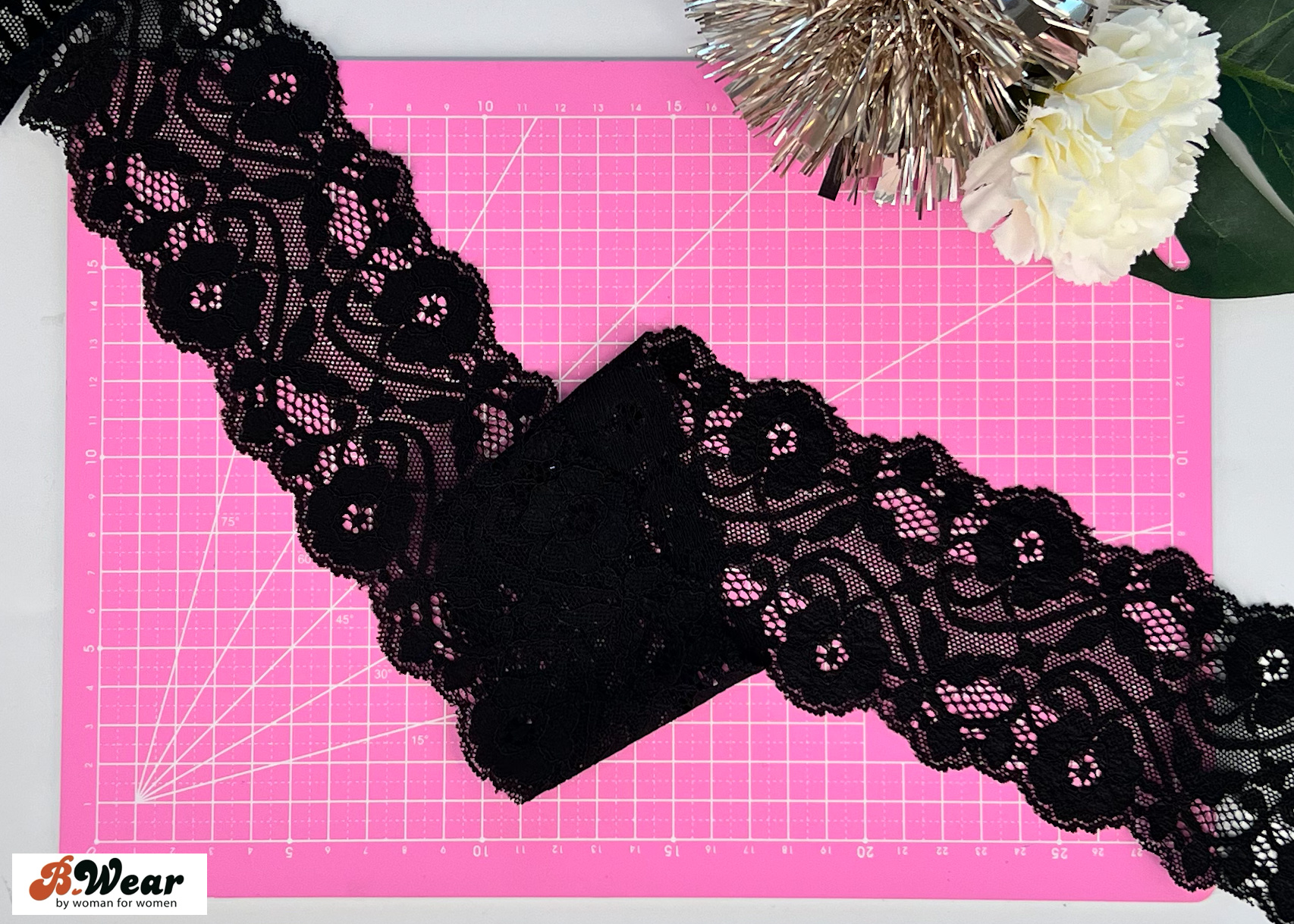 Black Stretch Lace 70 mm