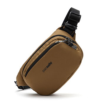 Stöldsäker midjeväska - PACSAFE Vibe 100  Recycled Anti-Theft Hip Pack Tan