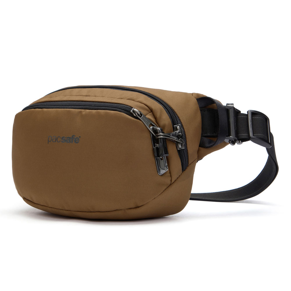 Stöldsäker midjeväska - PACSAFE Vibe 100  Recycled Anti-Theft Hip Pack Tan - 4