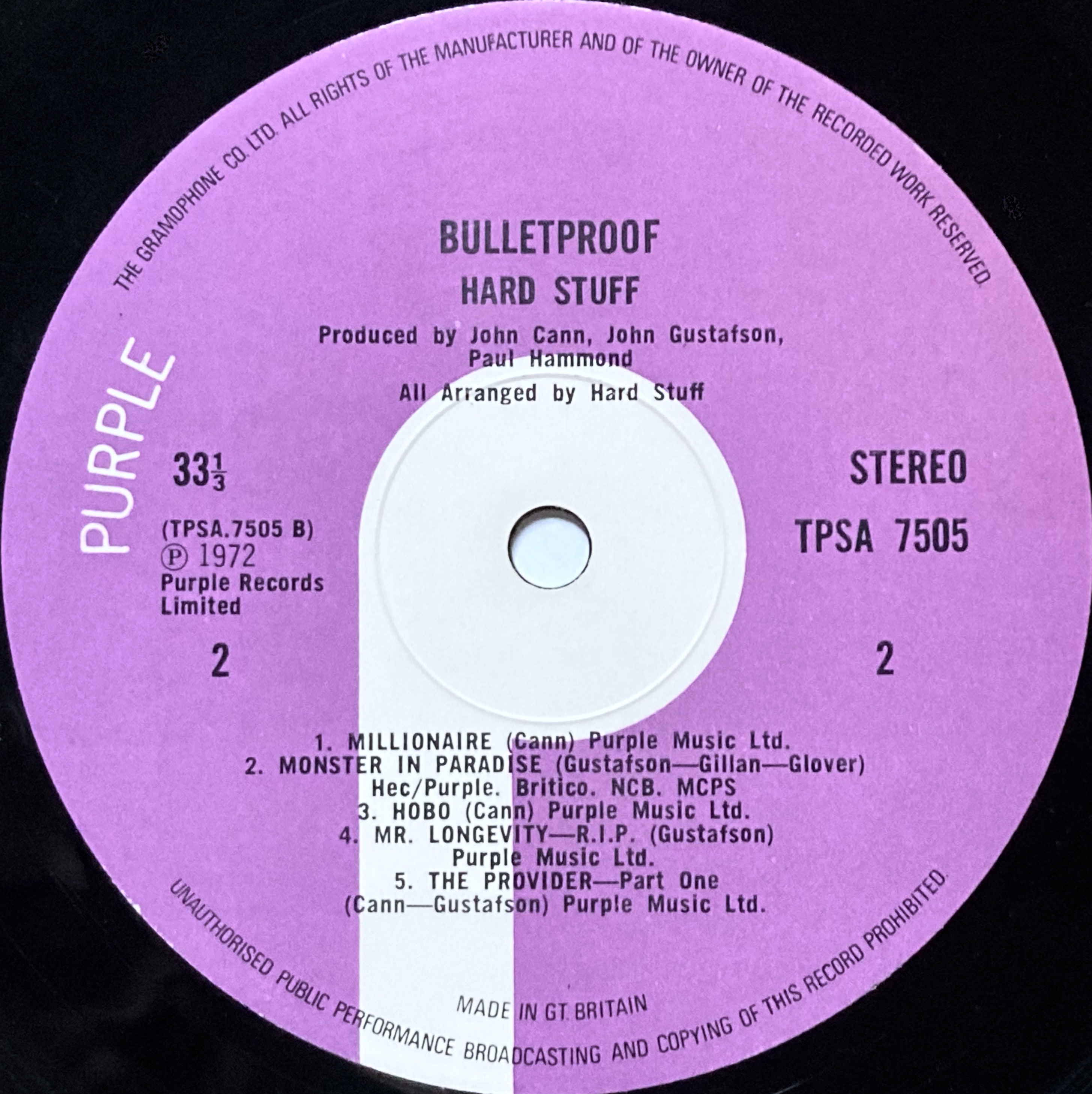 HARD STUFF - Bulletproof UK-orig LP 1972 - 5