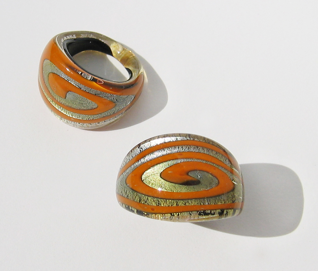 Maffig Orange Spiral Glasring - 2